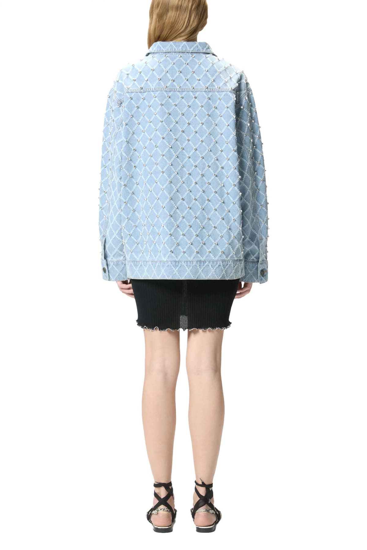 PINKO ΤΖΙΝ PIFFERAIO OVERSHIRT ΜΠΛΕ ME ΣΤΡΑΣ