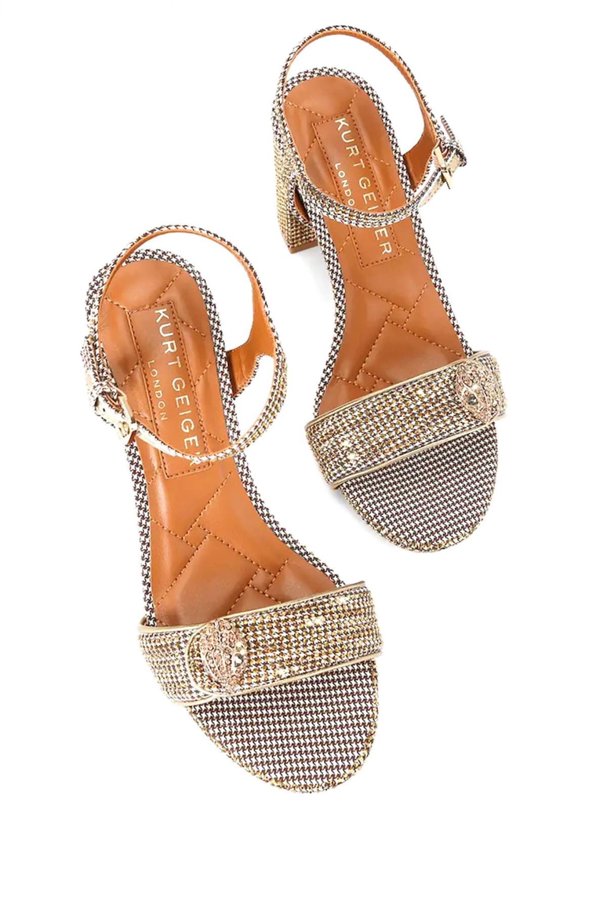 KURT GEIGER ΠΑΠΟΥΤΣΙΑ ΠΕΔΙΛΑ KENSINGTON LANGLEY METAΛΛΙΚΑ ΣΤΡΑΣ LOGO MΠΕΖ/ΧΡΥΣΟ