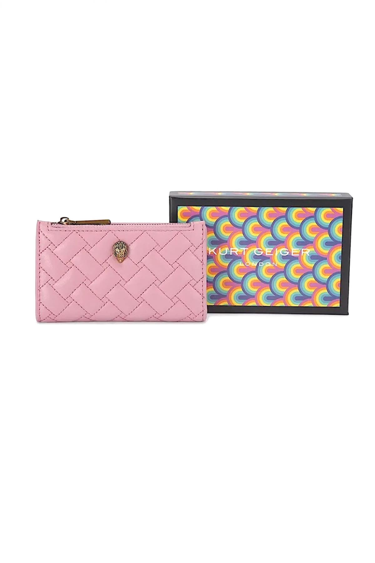 KURT GEIGER ΠΟΡΤΟΦΟΛΙ KENSINGTON BIFOLD WALLET KAΠΙΤΟΝΕ LOGO ΡΟΖ