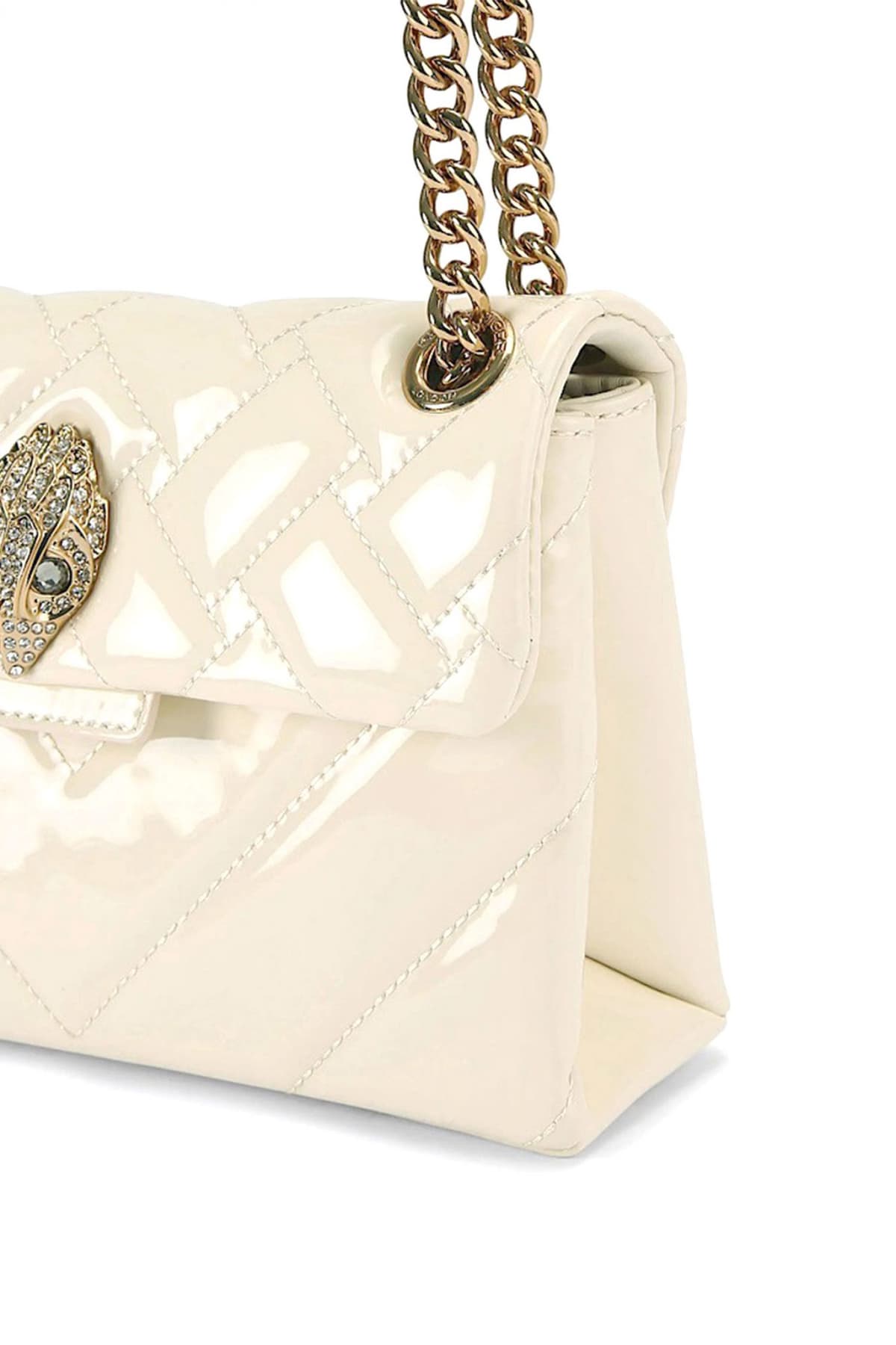 KURT GEIGER ΤΣΑΝΤΑ CROSSBODY/ΩΜΟΥ LEATHER ΜΙΝΙ KENSINGTON ΛΟΥΣΤΡΙΝΙ AΛΥΣΙΔΑ LOGO ΚΡΕΜ