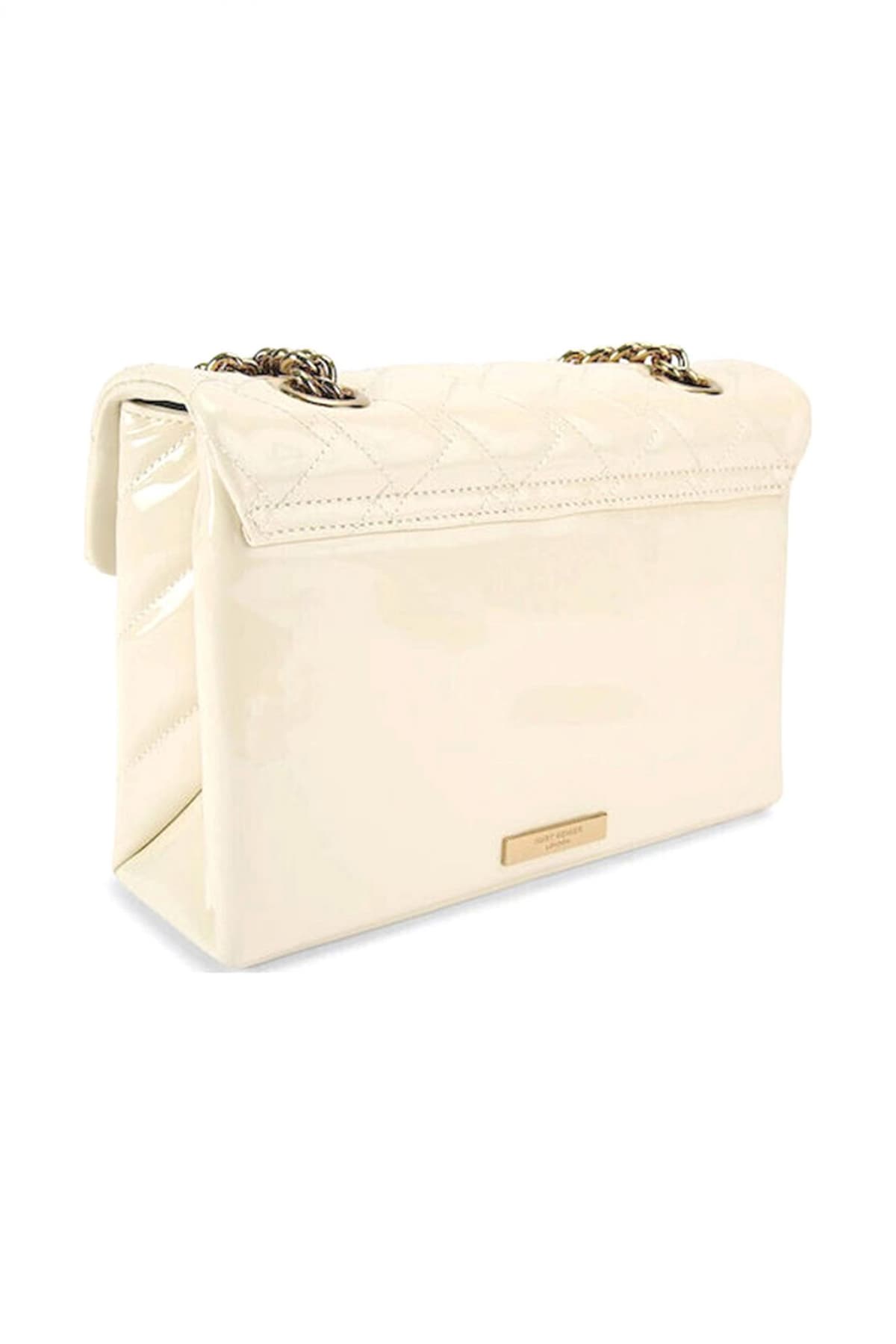 KURT GEIGER ΤΣΑΝΤΑ CROSSBODY/ΩΜΟΥ LEATHER KENSINGTON ΒΑG ΛΟΥΣΤΡΙΝΙ AΛΥΣΙΔΑ LOGO ΚΡΕΜ