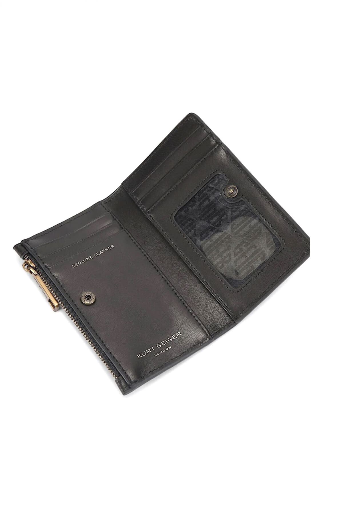 KURT GEIGER ΠΟΡΤΟΦΟΛΙ KENSINGTON BIFOLD W KURT KAΠΙΤΟΝΕ ΜΕΤΑΛΛΙΚΟ LOGO ΜΑΥΡΟ