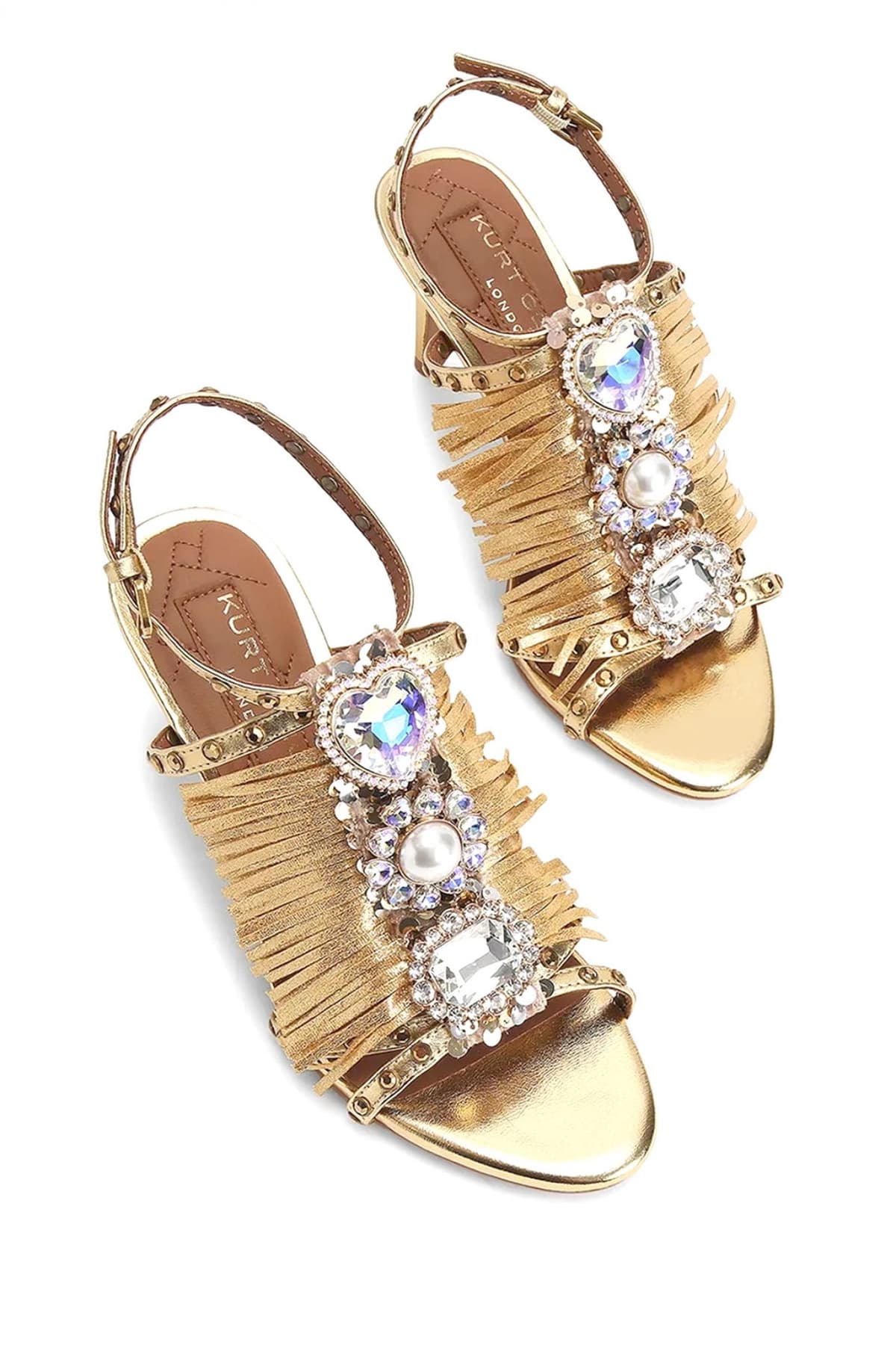 KURT GEIGER ΠΑΠΟΥΤΣΙΑ ΠΕΔΙΛΑ JEWEL FRINGE SANDAL ΚΡΟΣΙΑ ΣΤΡΑΣ ΧΡΥΣΟ