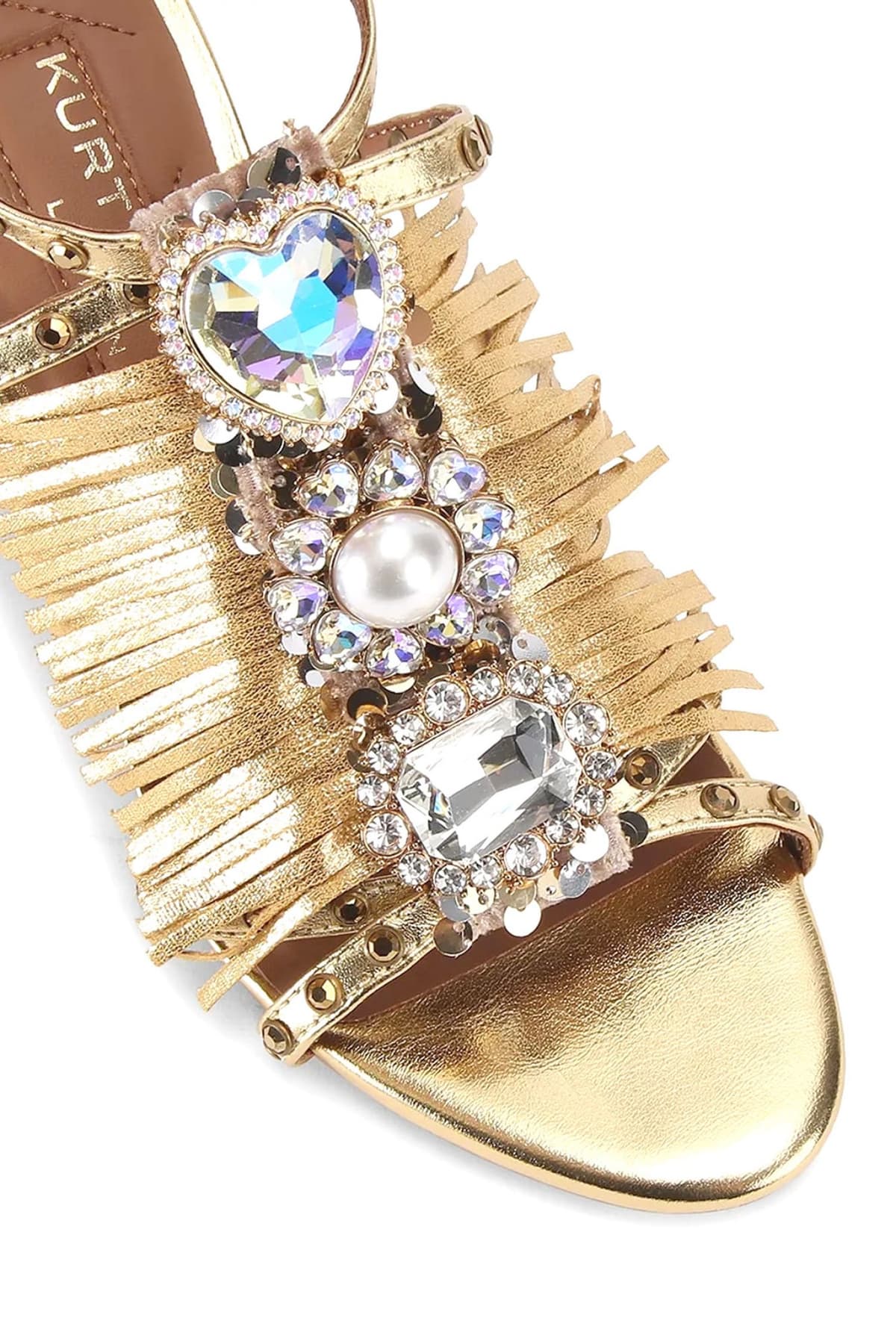 KURT GEIGER ΠΑΠΟΥΤΣΙΑ ΠΕΔΙΛΑ JEWEL FRINGE SANDAL ΚΡΟΣΙΑ ΣΤΡΑΣ ΧΡΥΣΟ