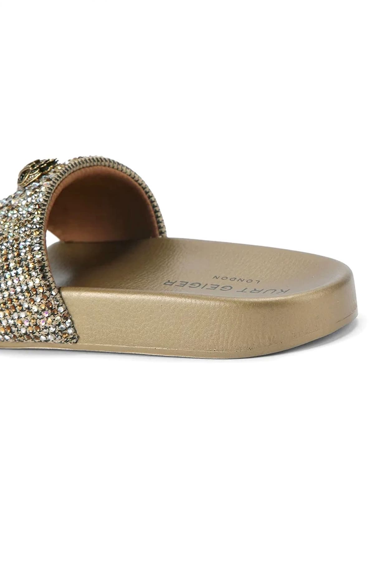 KURT GEIGER ΠΑΠΟΥΤΣΙΑ ΠΑΝΤΟΦΛΕΣ ΜΕΕΝΑ EAGLE LOGO ΠΟΛΥΧΡΩΜΑ ΣΤΡΑΣ ΜΠΕΖ/ΧΡΥΣΟ