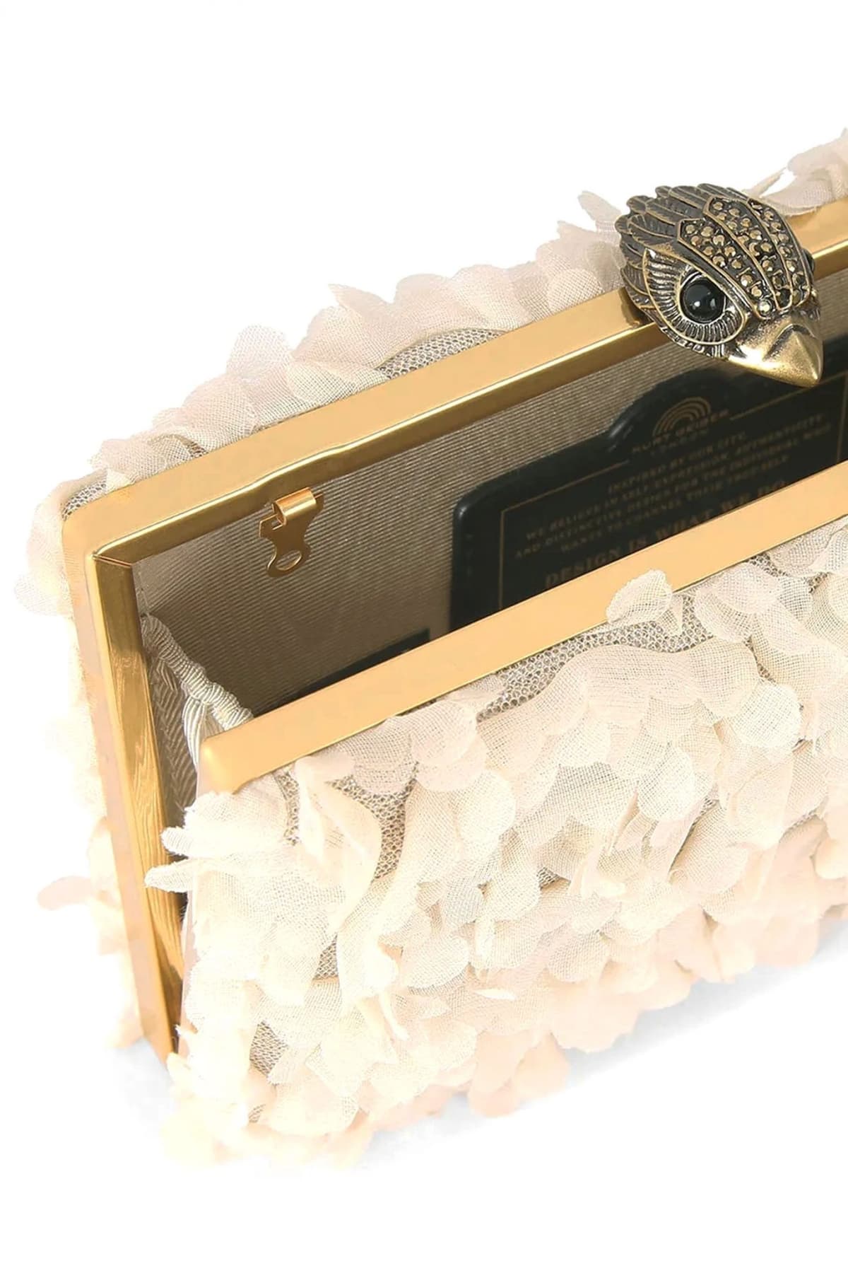 KURT GEIGER ΤΣΑΝΤΑKI CROSSBODY/ΩΜΟΥ CRYSTAL KENSINGTON CLUTCH ΑΛΥΣΙΔΑ LOGO ΜΠΕΖ/ΧΡΥΣΟ