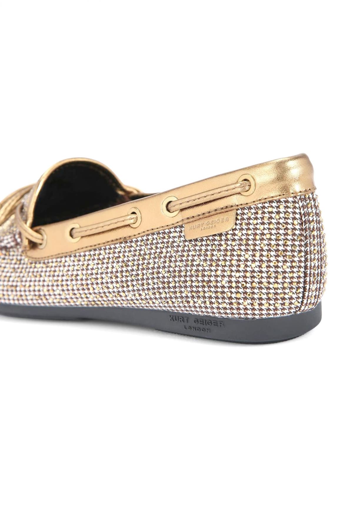 KURT GEIGER ΠΑΠΟΥΤΣΙΑ ΜΟΚΑΣΙΝΙΑ ΕAGLE MOCCASIN METAΛΛΙΚΑ ΣΤΡΑΣ LOGO MΠΕΖ/ΧΡΥΣΟ