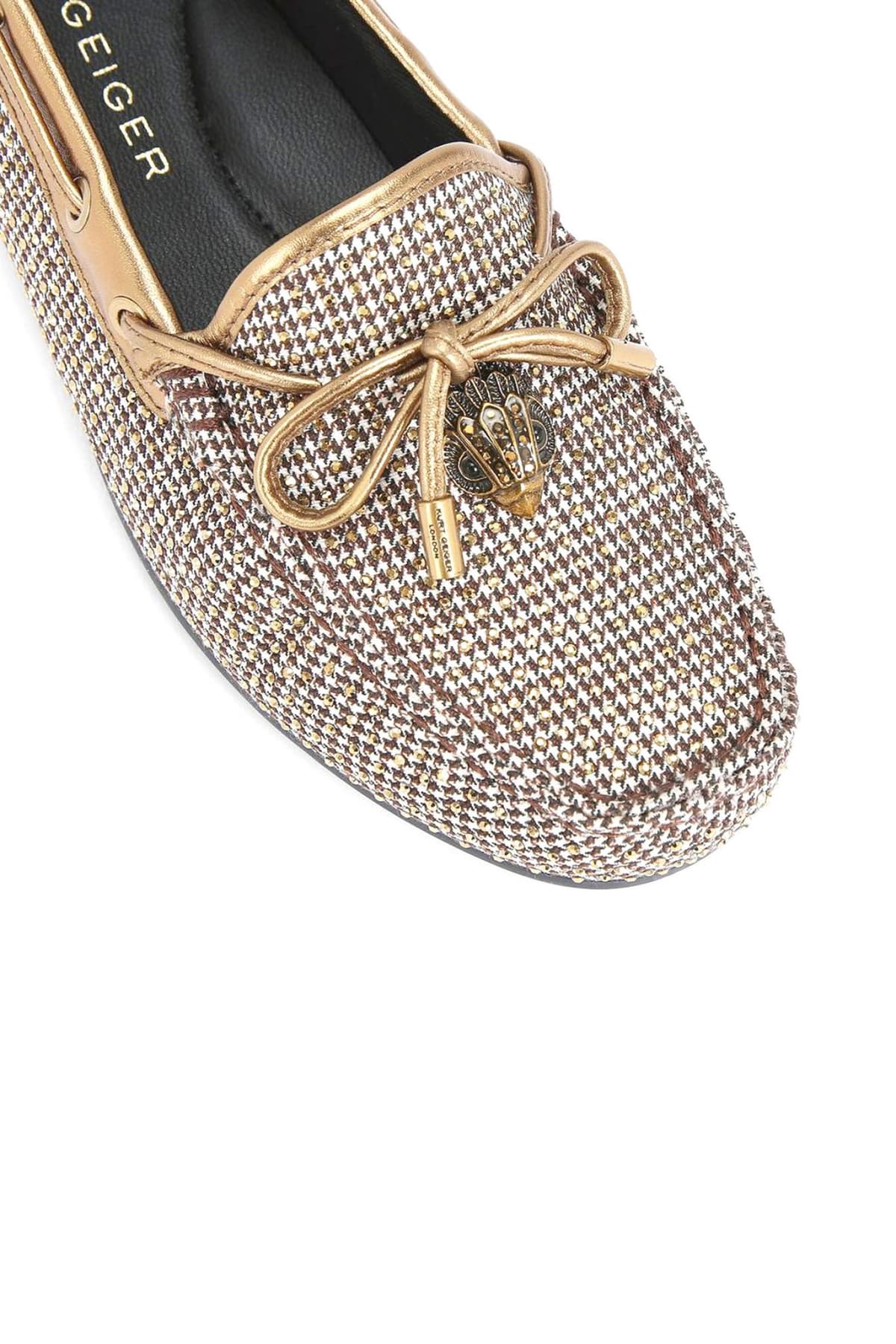 KURT GEIGER ΠΑΠΟΥΤΣΙΑ ΜΟΚΑΣΙΝΙΑ ΕAGLE MOCCASIN METAΛΛΙΚΑ ΣΤΡΑΣ LOGO MΠΕΖ/ΧΡΥΣΟ