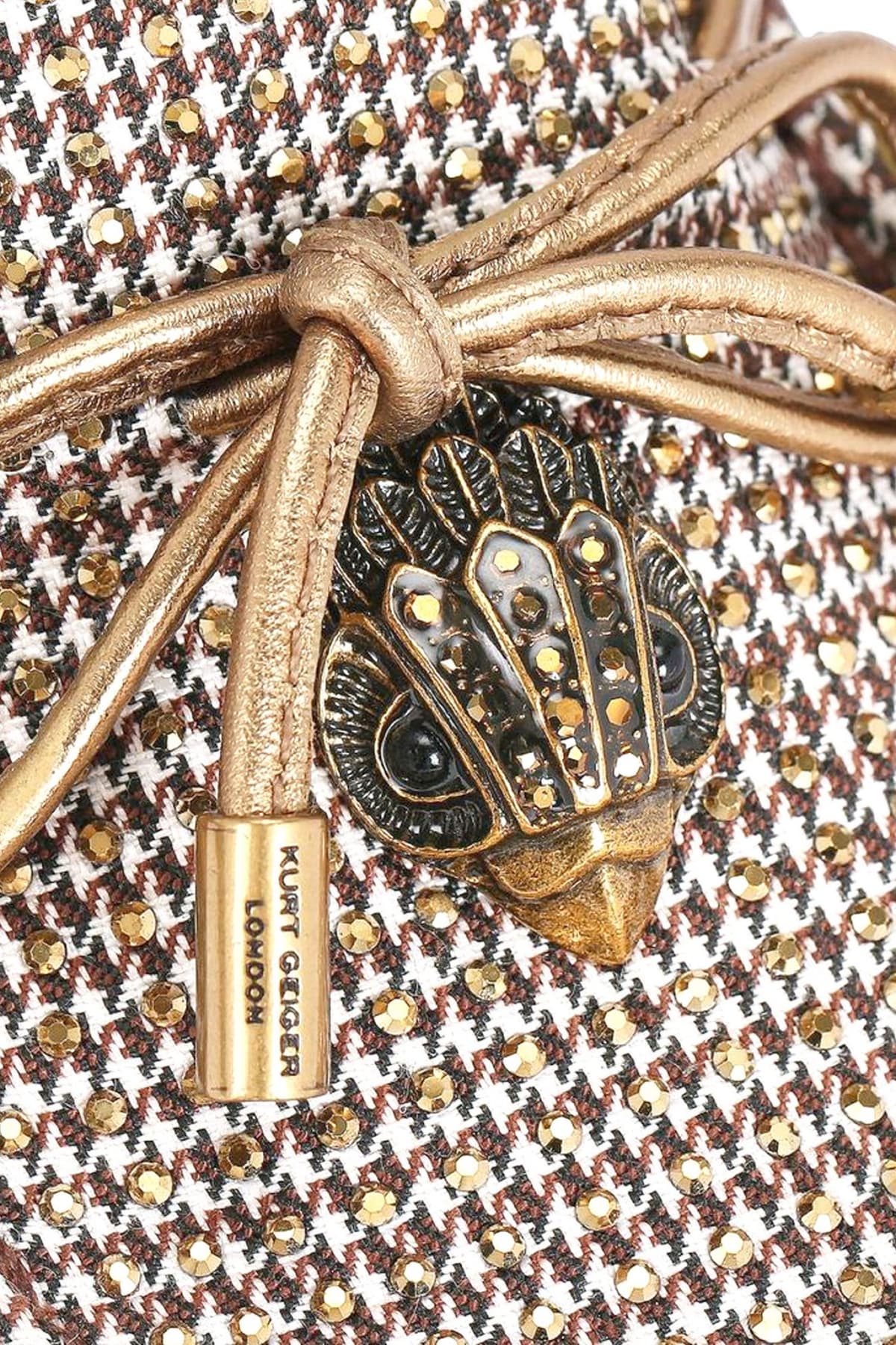 KURT GEIGER ΠΑΠΟΥΤΣΙΑ ΜΟΚΑΣΙΝΙΑ ΕAGLE MOCCASIN METAΛΛΙΚΑ ΣΤΡΑΣ LOGO MΠΕΖ/ΧΡΥΣΟ