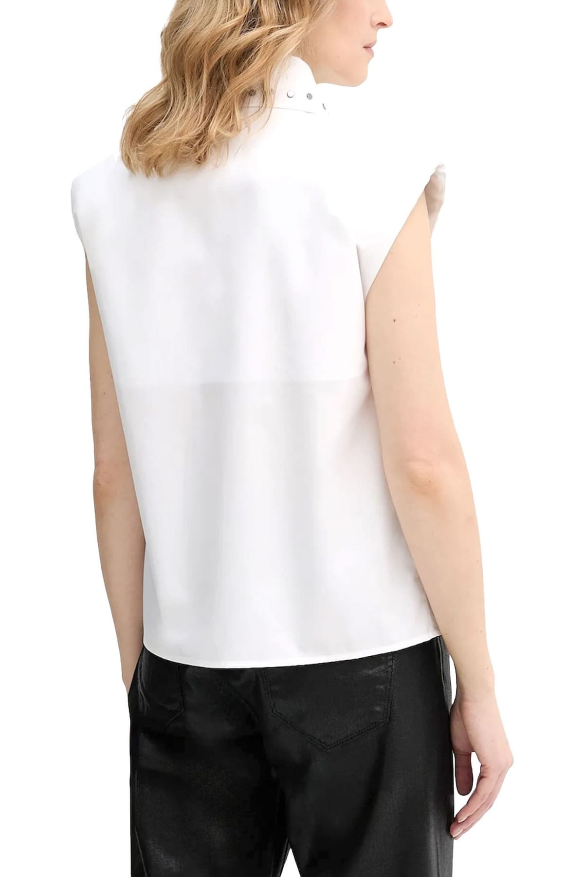 KARL LAGERFELD ΠΟΥΚΑΜΙΣΟ ΑΜΑΝΙΚΟ ΤΡΟΥΚΣ STUD DETAIL POPLIN SHIRT ΒΑΤΕΣ LOGO ΛΕΥΚΟ