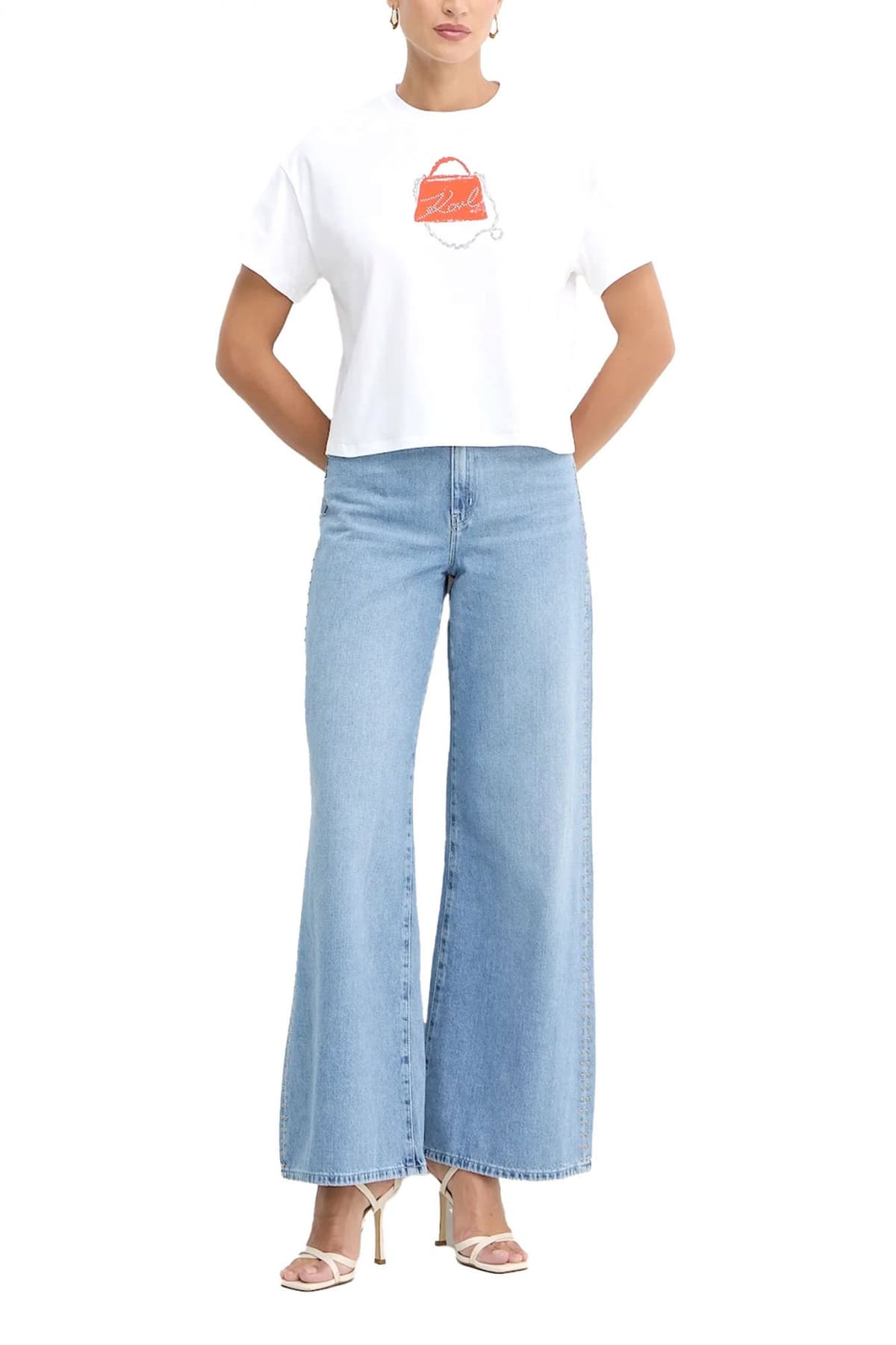 KARL LAGERFELD T-SHIRT OVERSIZED SIGNATURE BAG LOGO ΛΕΥΚΟ