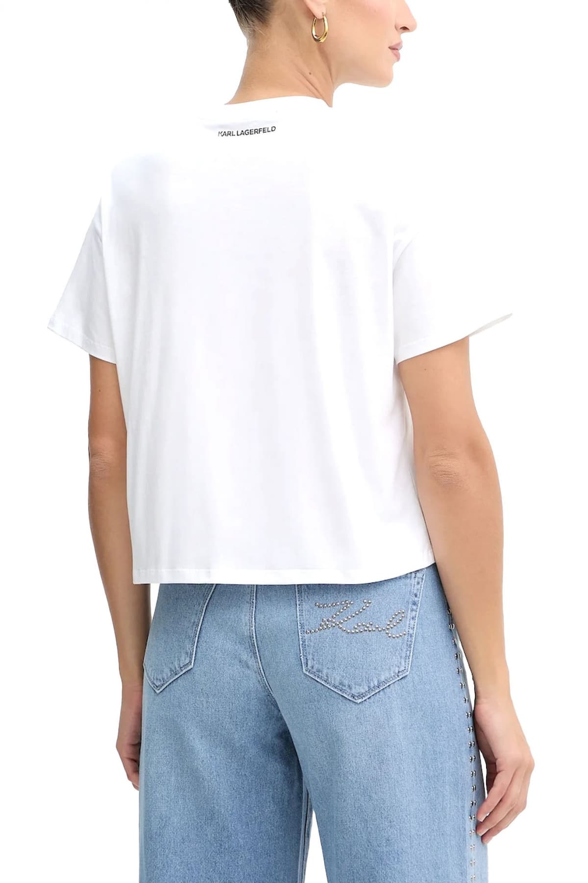 KARL LAGERFELD T-SHIRT OVERSIZED SIGNATURE BAG LOGO ΛΕΥΚΟ