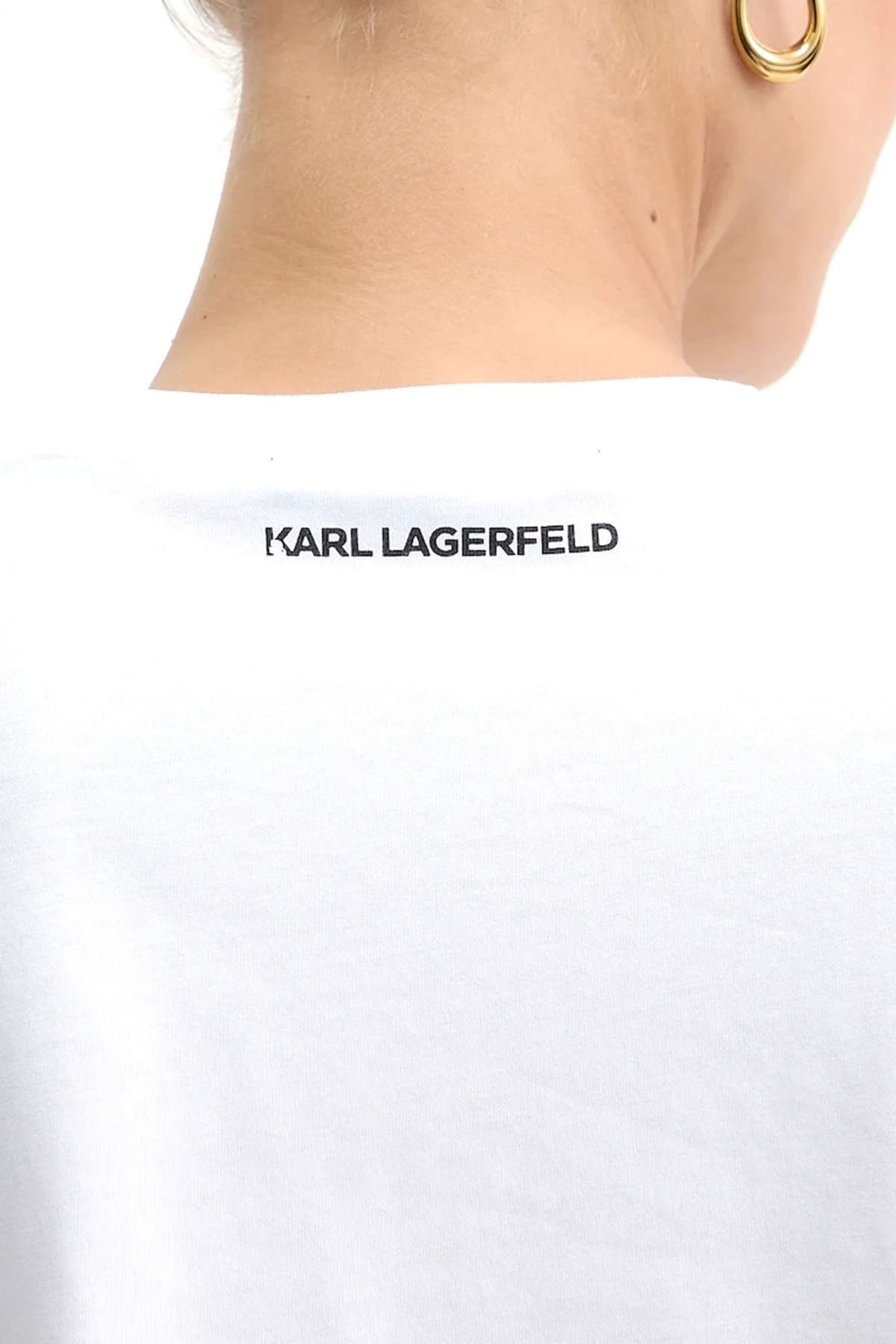KARL LAGERFELD T-SHIRT OVERSIZED SIGNATURE BAG LOGO ΛΕΥΚΟ