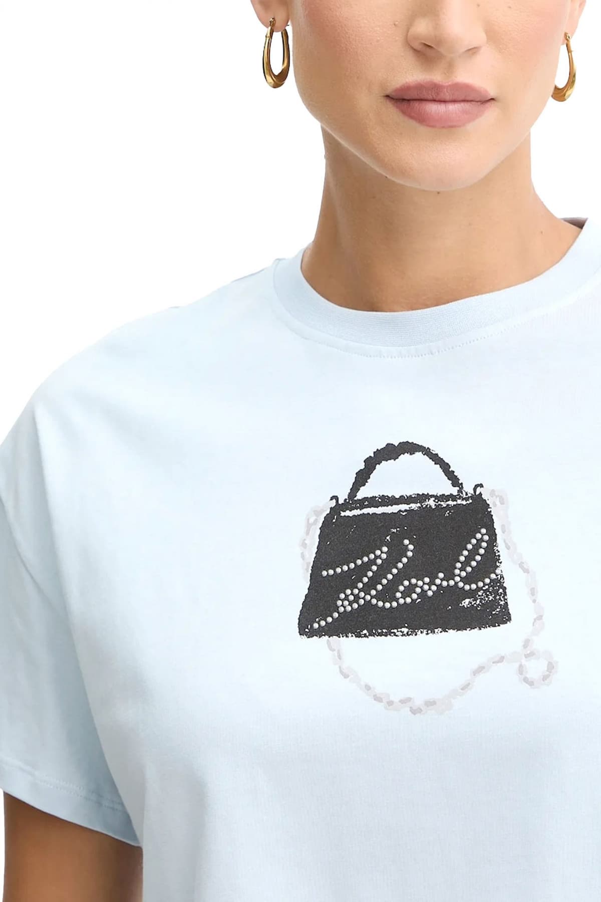 KARL LAGERFELD T-SHIRT OVERSIZED SIGNATURE BAG LOGO ΣΙΕΛ