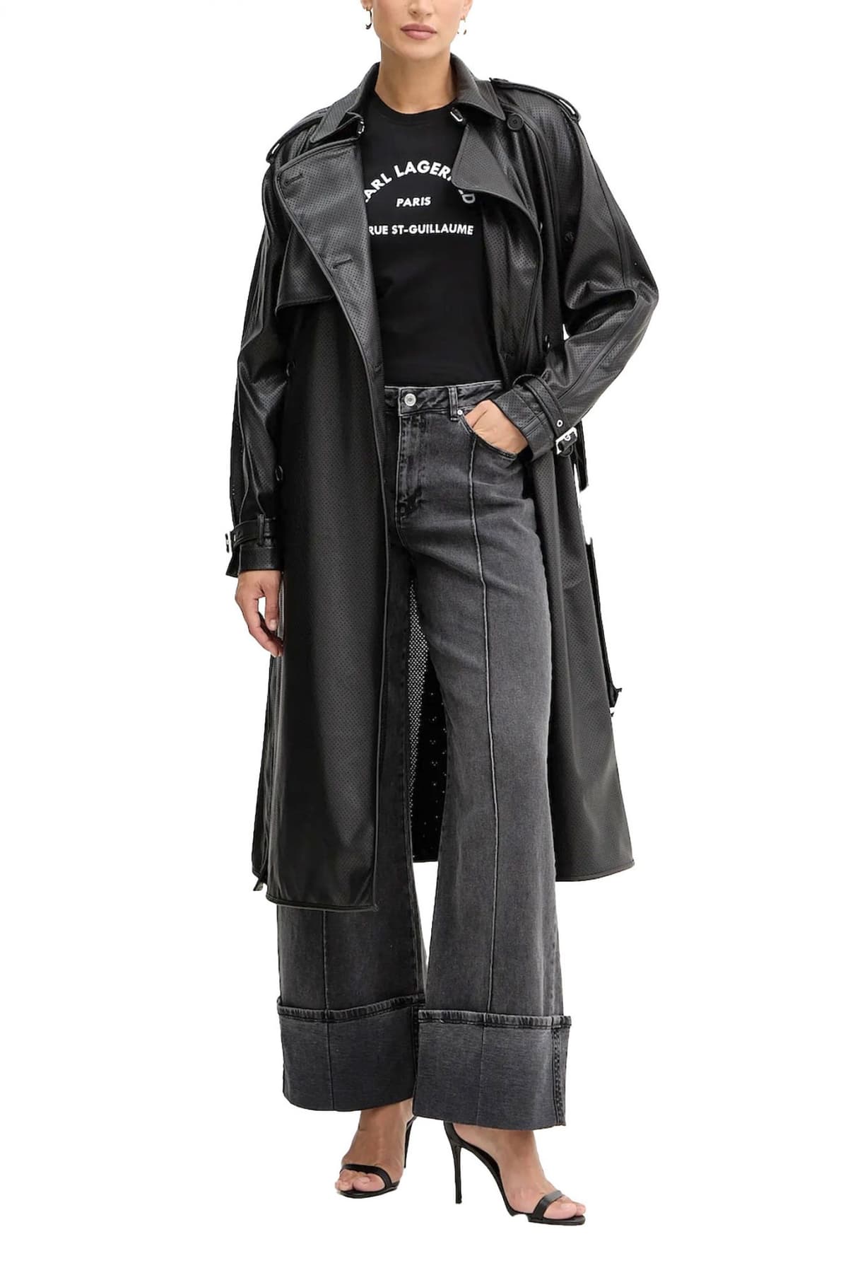 KARL LAGERFELD T-SHIRT SLIM FIT RSG GLITTER PETITE LOGO ΜΑΥΡΟ