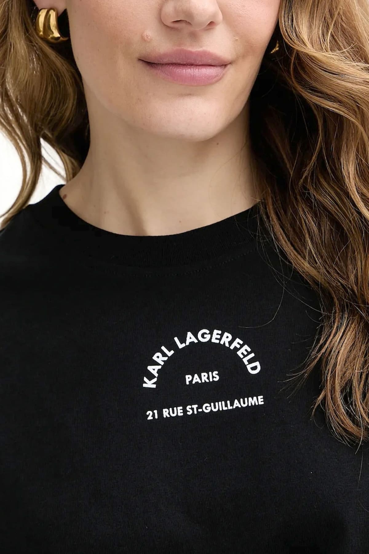 KARL LAGERFELD T-SHIRT RELAXED FIT RSG GLITTER LOGO ΜΑΥΡΟ