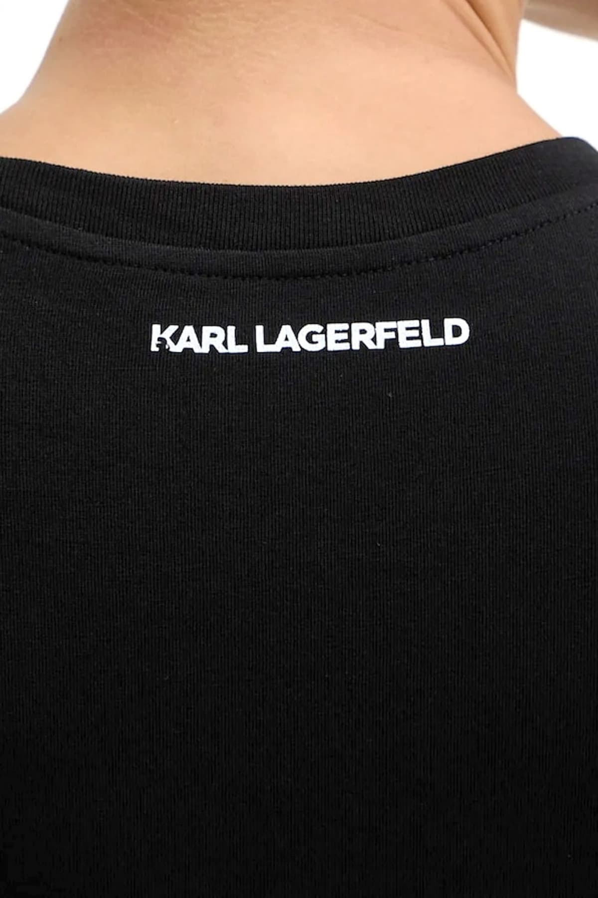 KARL LAGERFELD T-SHIRT SLIM FIT RSG GLITTER PETITE LOGO ΜΑΥΡΟ
