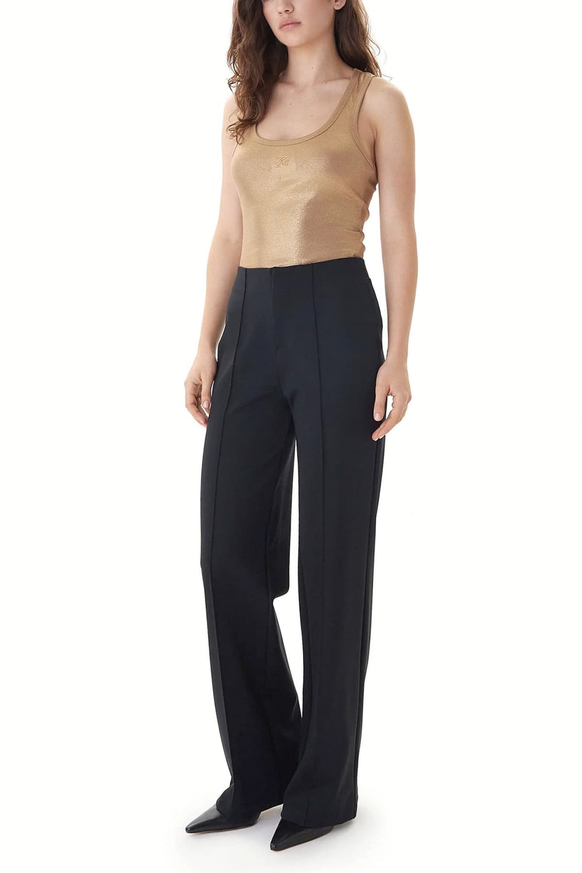 KARL LAGERFELD TANK TOP SLIM FIT COATED RIBBED LOGO ΧΡΥΣΟ