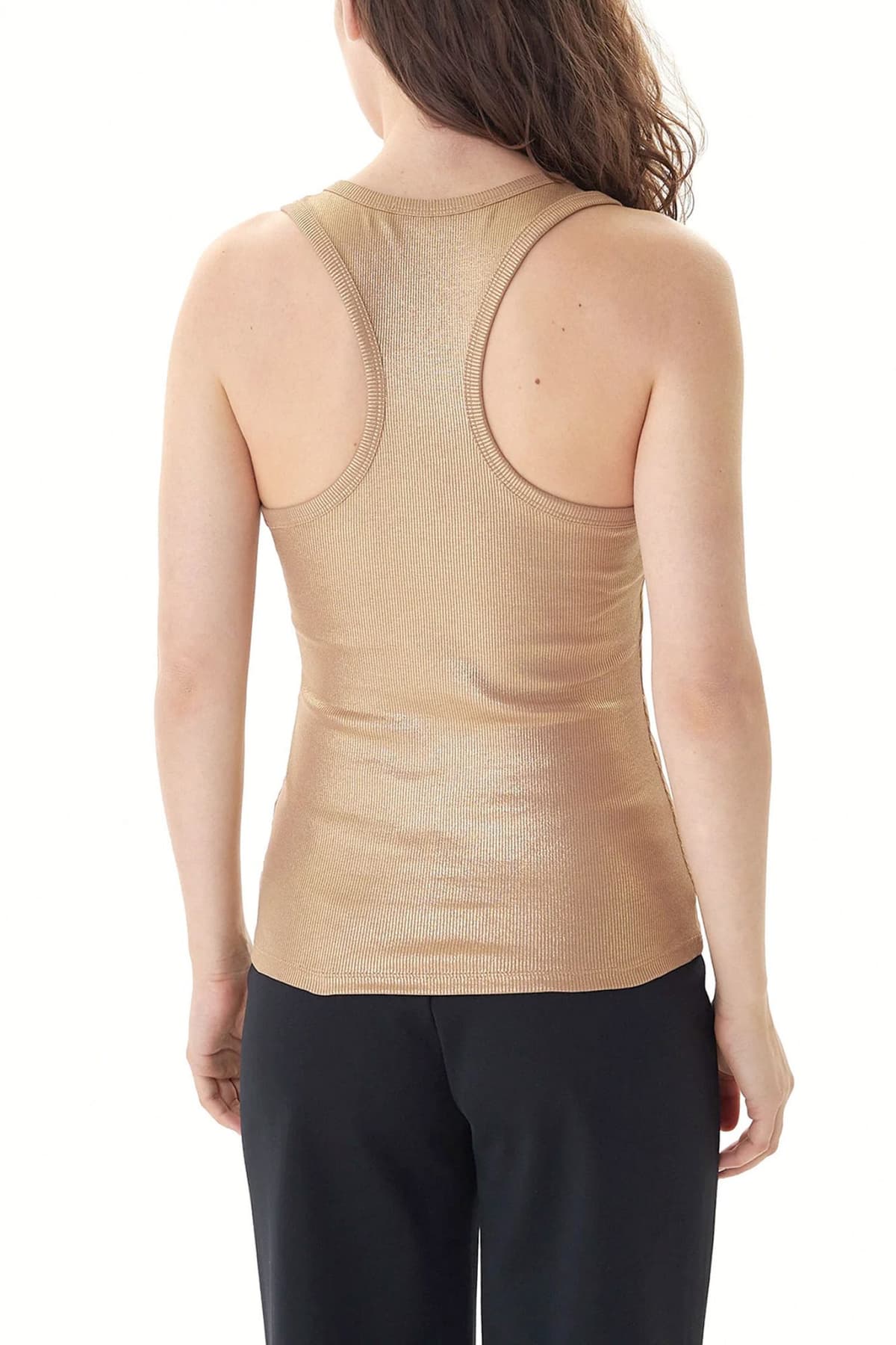 KARL LAGERFELD TANK TOP SLIM FIT COATED RIBBED LOGO ΧΡΥΣΟ