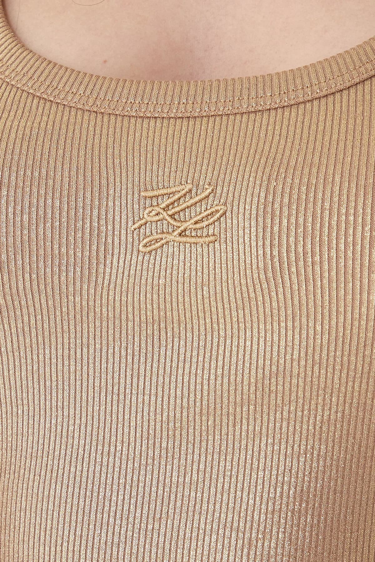 KARL LAGERFELD TANK TOP SLIM FIT COATED RIBBED LOGO ΧΡΥΣΟ