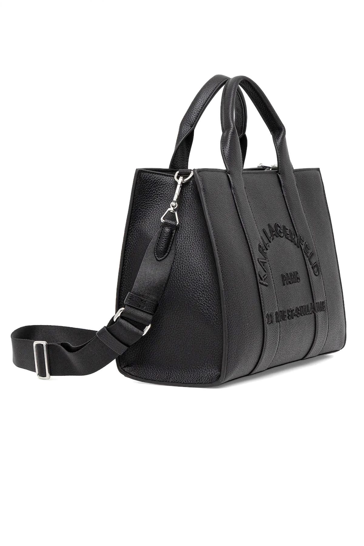 KARL LAGERFELD ΤΣΑΝΤΑ TOTE K/RSG MD SQUARE PEB EMB ΧΕΙΡΟΣ/CROBODY LOGO ΜΑΥΡΟ