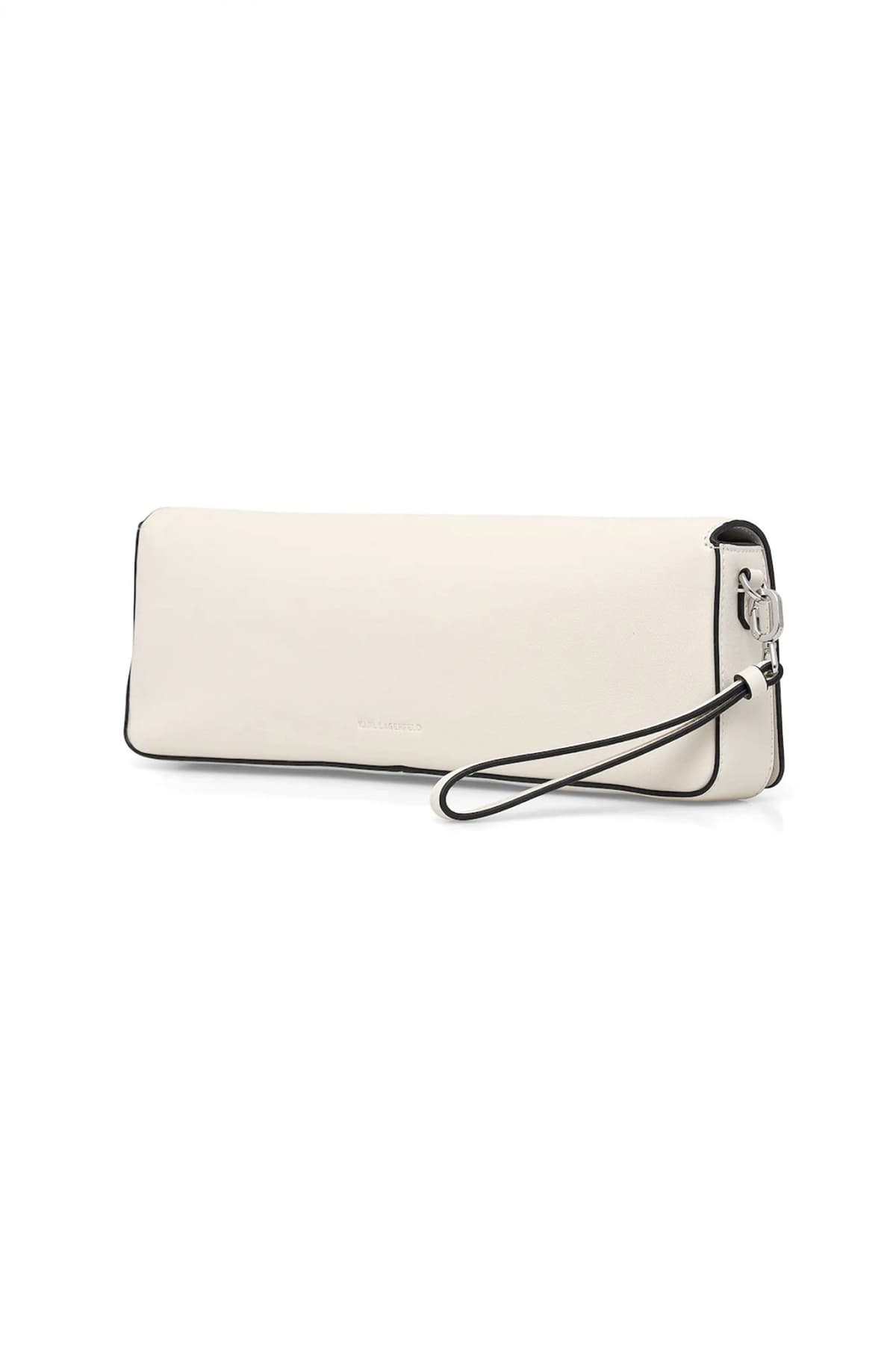 KARL LAGERFELD ΤΣΑΝΤΑ ΦΑΚΕΛΟΣ ΔΕΡΜΑ K/SIGNATURE 2.0 SLIM CLUTCH LOGO ΜΕΤΑΛΛΙΚΟ ΕΚΡΟΥ