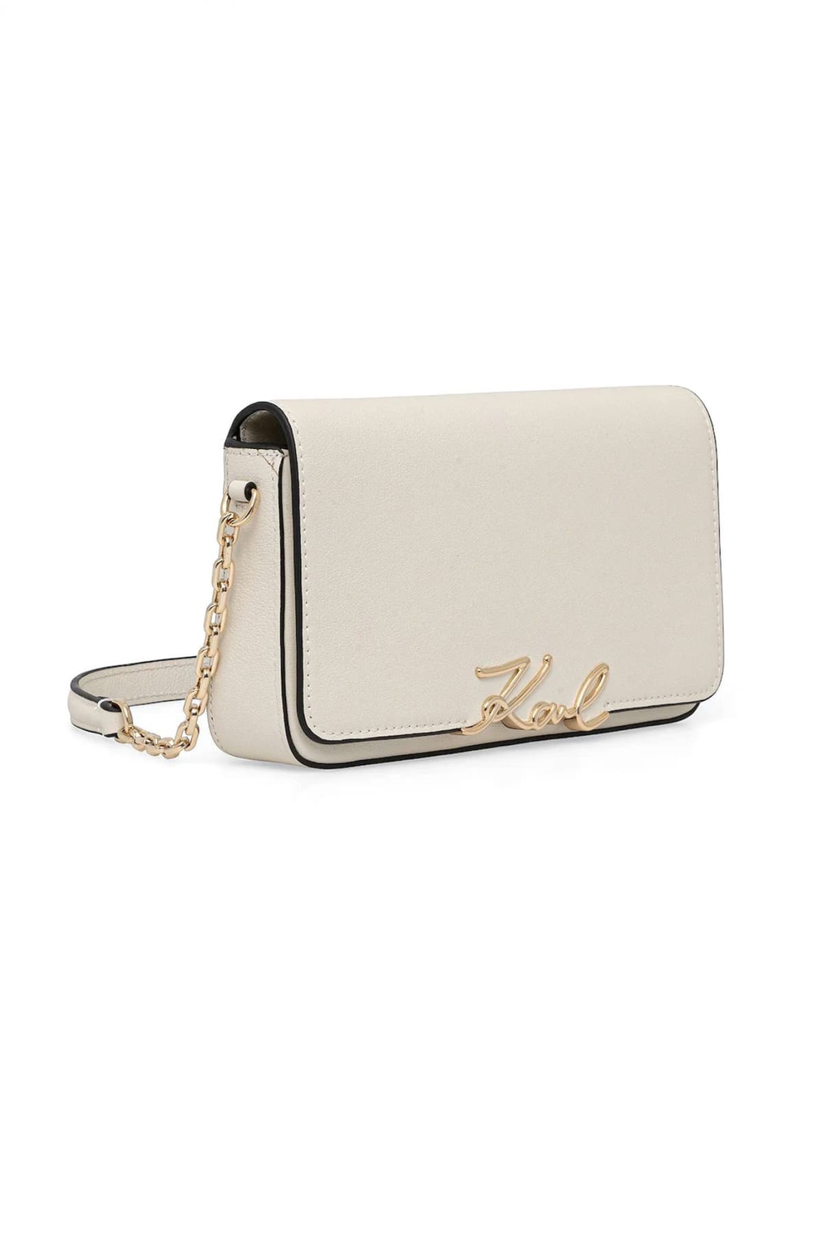 KARL LAGERFELD ΤΣΑΝΤΑ ΦΑΚΕΛΟΣ/ΩΜΟΥ ΔΕΡΜΑ K/SIGNATURE SHOULDER POUCH LOGO ΜΕΤΑΛΛΙΚΟ ΕΚΡΟΥ