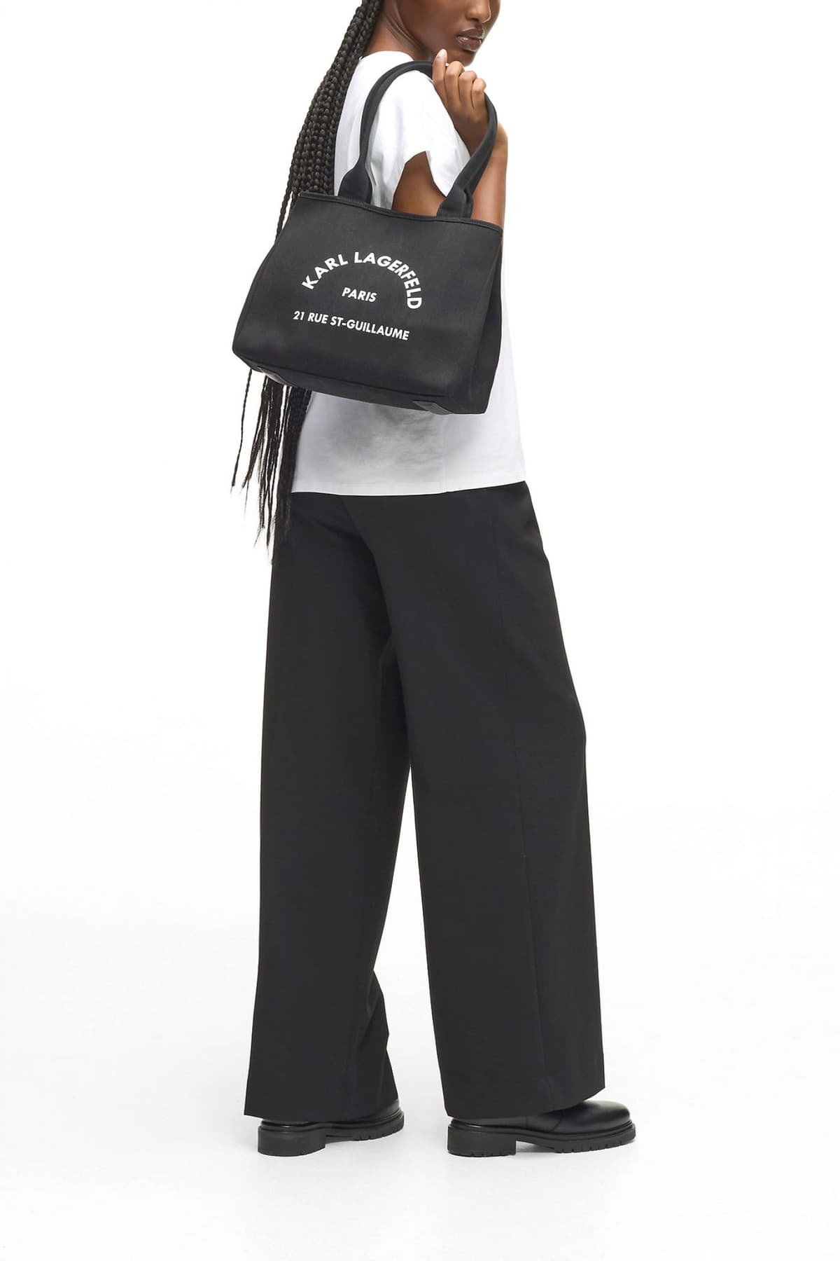 KARL LAGERFELD ΤΣΑΝΤΑ ΩΜΟΥ K/RSG CONVERTIBLE TRAPEZE TOTE LOGO ΜΑΥΡΟ