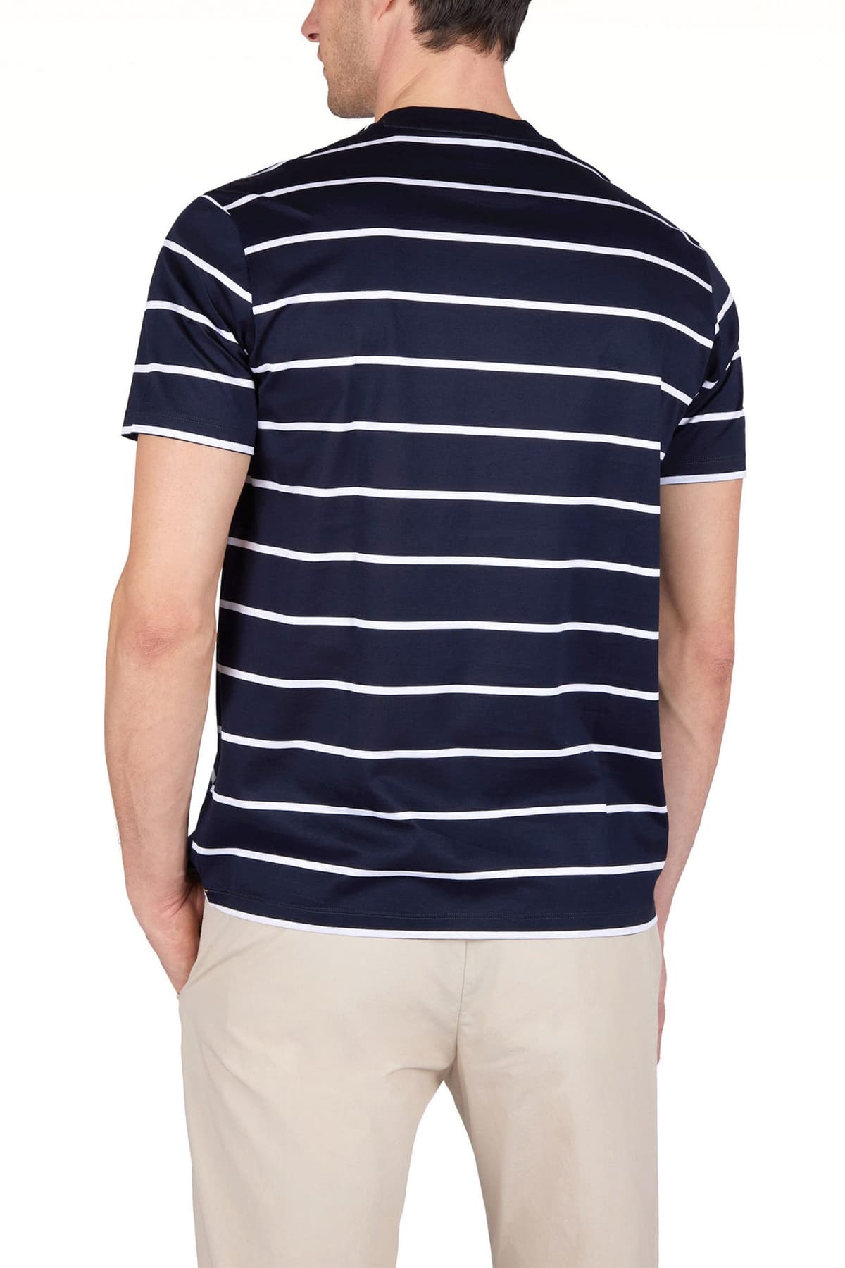 PAUL&SHARK T-SHIRT CREW NECK ΡΙΓΕ METALLIC LOGO ΜΠΛΕ-ΛΕΥΚΟ