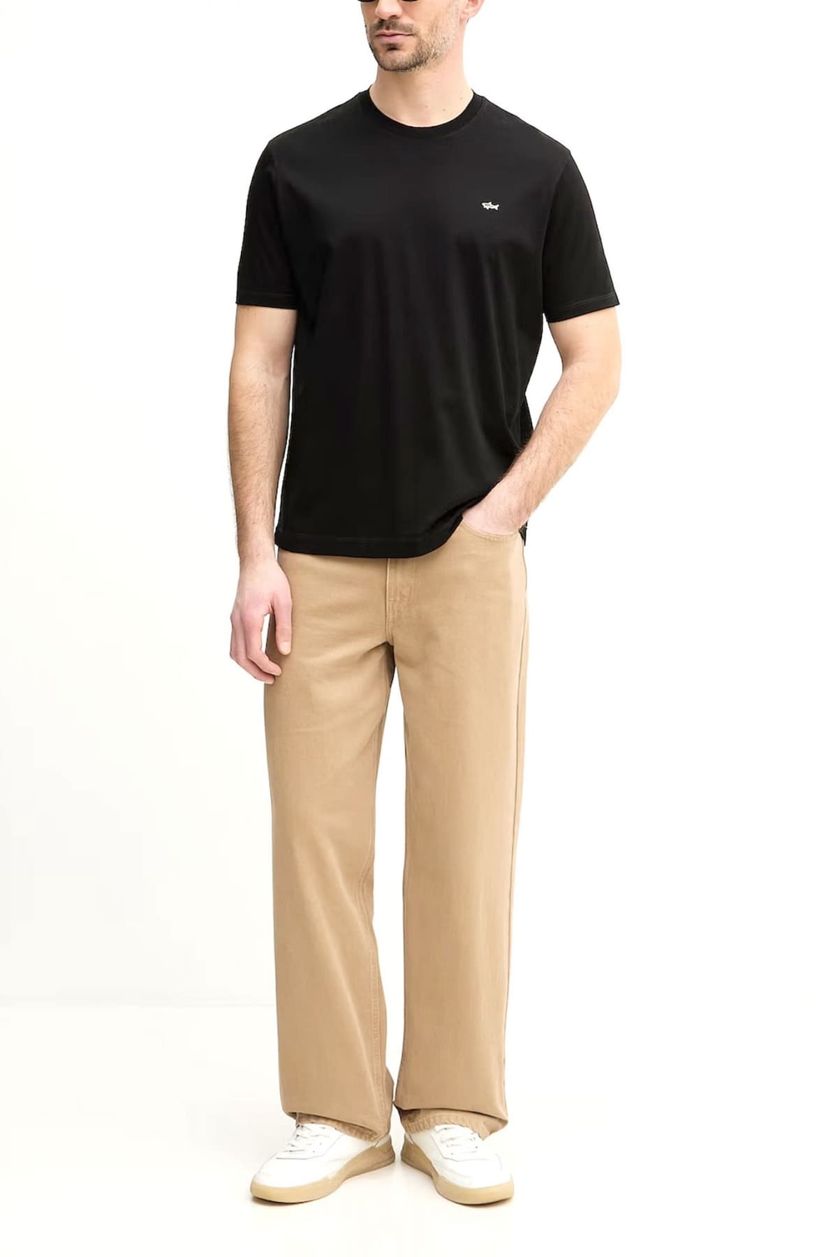 PAUL&SHARK T-SHIRT CREW NECK METALLIC LOGO ΜΑΥΡΟ