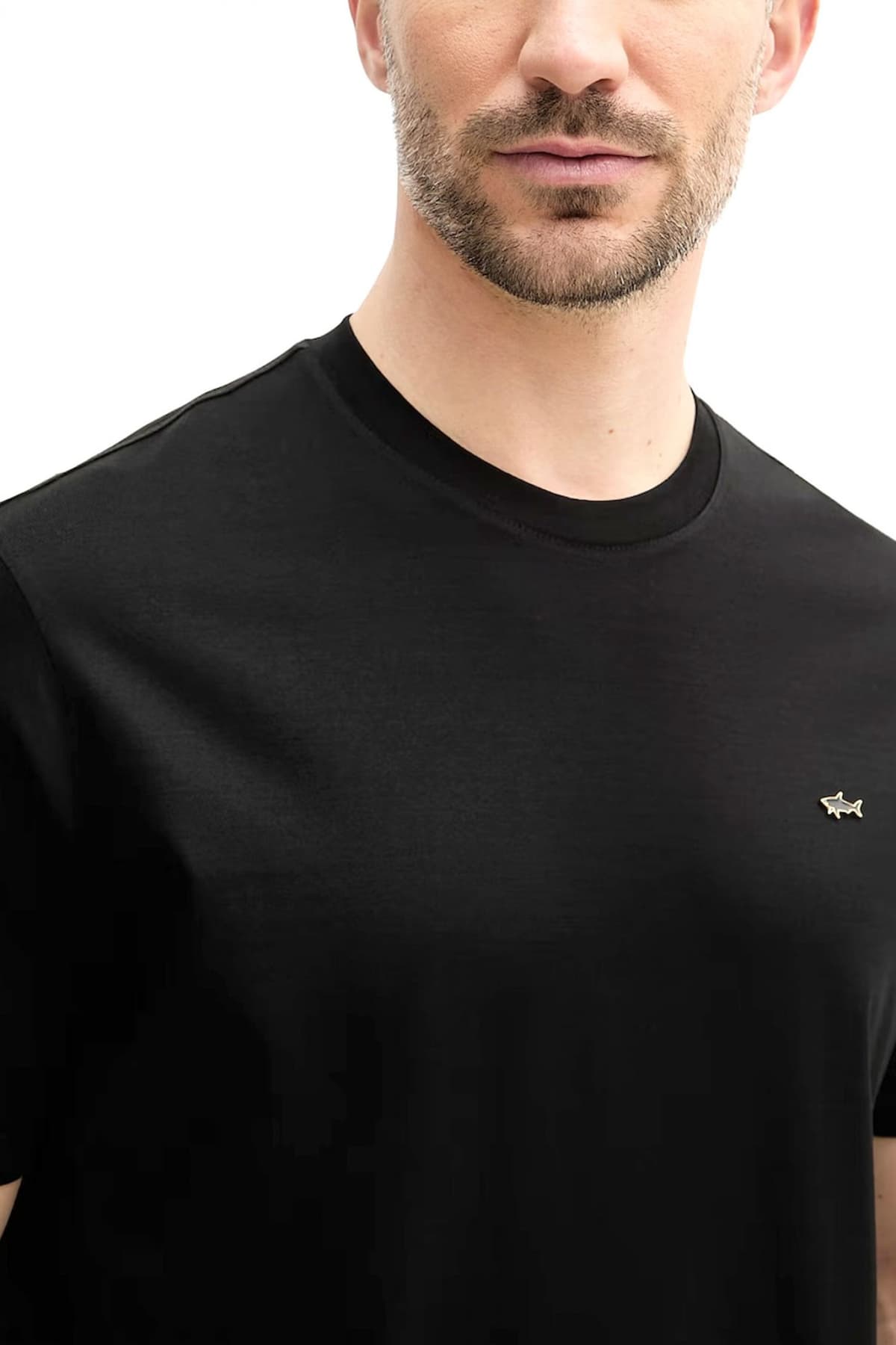 PAUL&SHARK T-SHIRT CREW NECK METALLIC LOGO ΜΑΥΡΟ