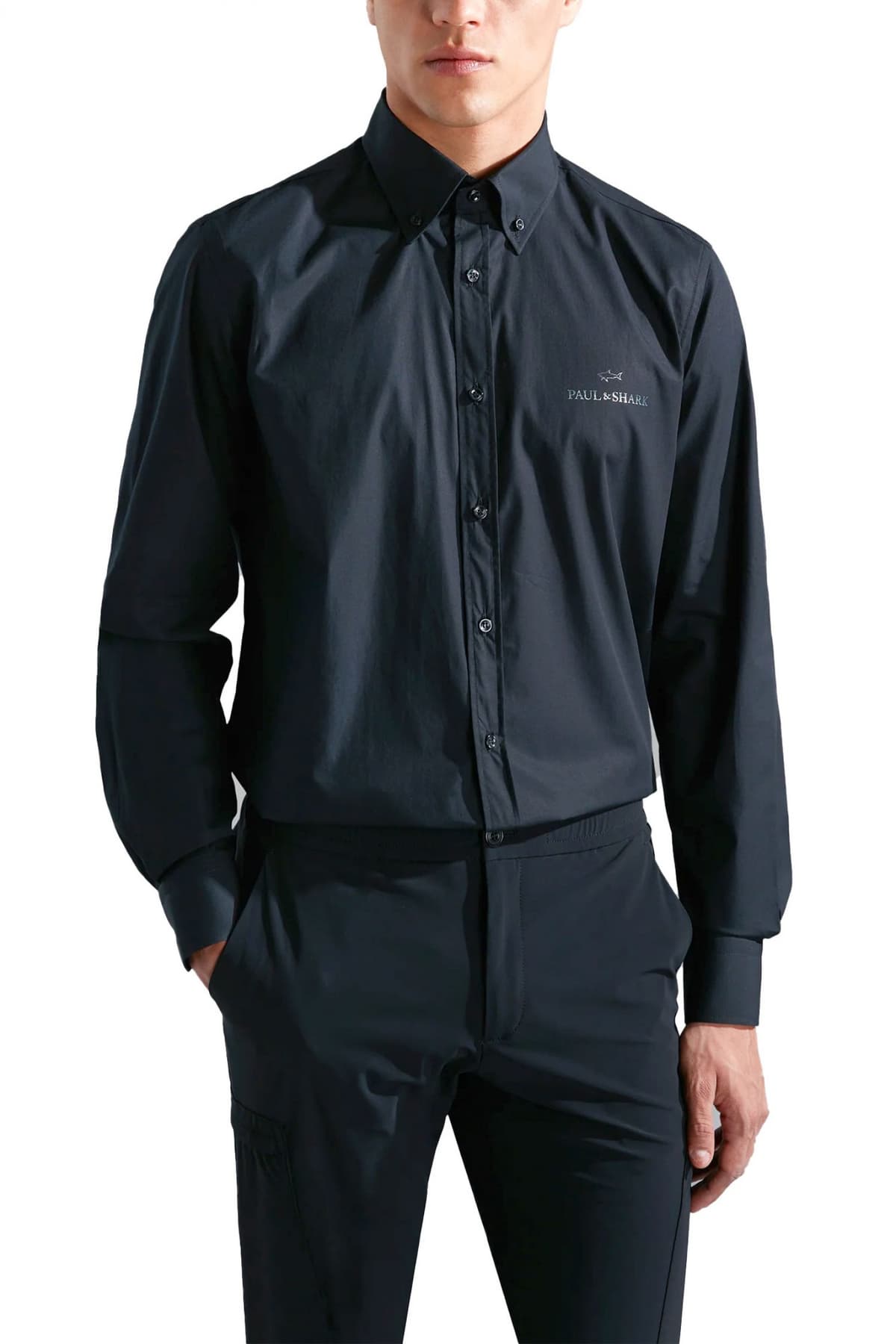PAUL&SHARK ΠΟΥΚΑΜΙΣΟ BUTTON DOWN GOLD LOGO ΜΑΥΡΟ