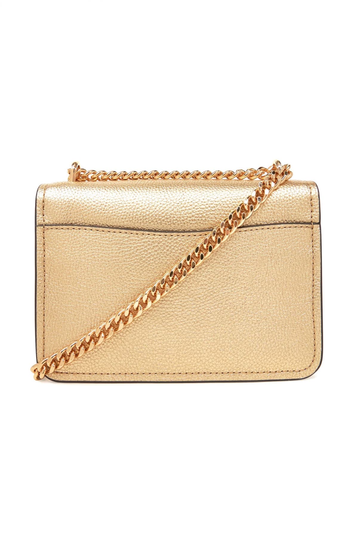 MICHAEL KORS ΤΣΑΝΤΑΚΙ CROSSBODY/ΩΜΟΥ CLAIRE AΛΥΣΙΔΑ ΜΕΤΑΛΛΙΚΟ LOGO XΡΥΣΟ