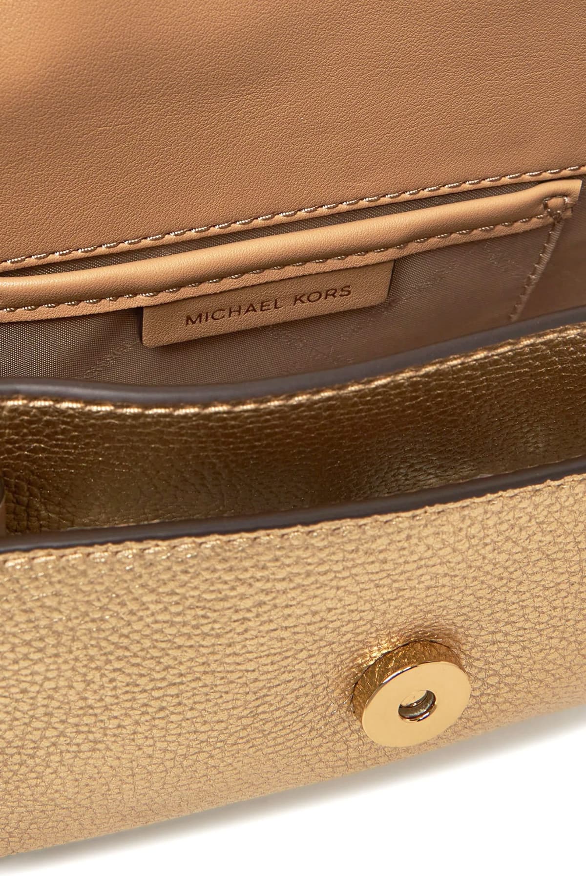 MICHAEL KORS ΤΣΑΝΤΑΚΙ CROSSBODY/ΩΜΟΥ CLAIRE AΛΥΣΙΔΑ ΜΕΤΑΛΛΙΚΟ LOGO XΡΥΣΟ