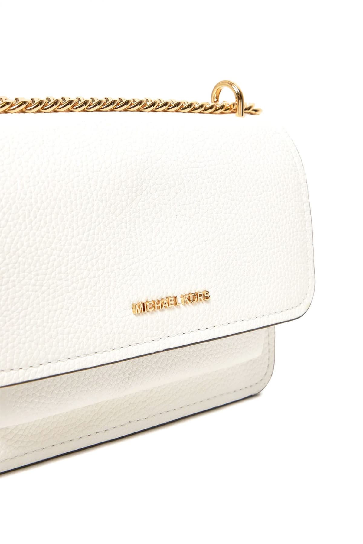 MICHAEL KORS ΤΣΑΝΤΑΚΙ CROSSBODY/ΩΜΟΥ CLAIRE AΛΥΣΙΔΑ ΜΕΤΑΛΛΙΚΟ LOGO ΛΕΥΚΟ