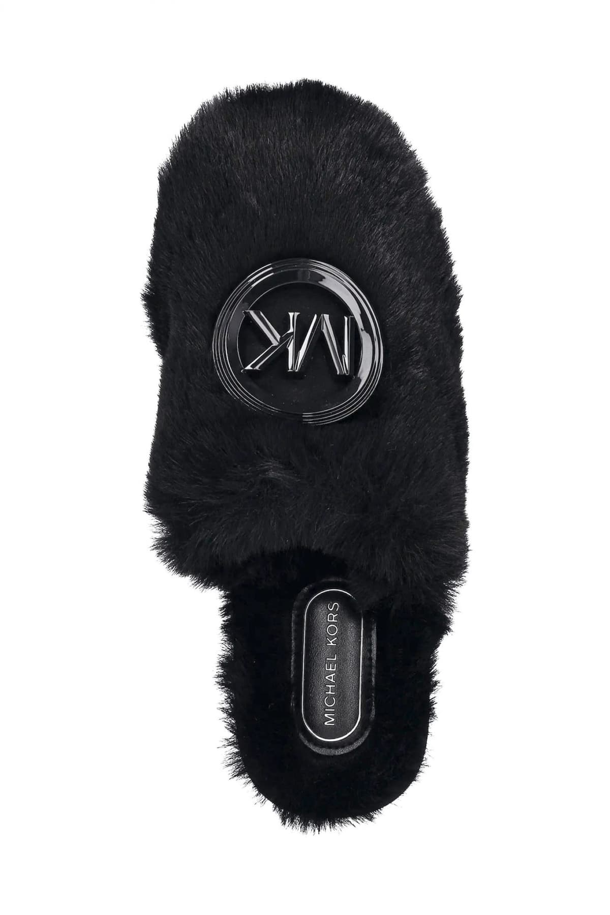 MICHAEL KORS ΠΑΠΟΥΤΣΙΑ ΠΑΝΤΟΦΛΕΣ ADA CHARM SLIPPER METAΛΛΙΚΟ LOGO ΜΑΥΡΟ