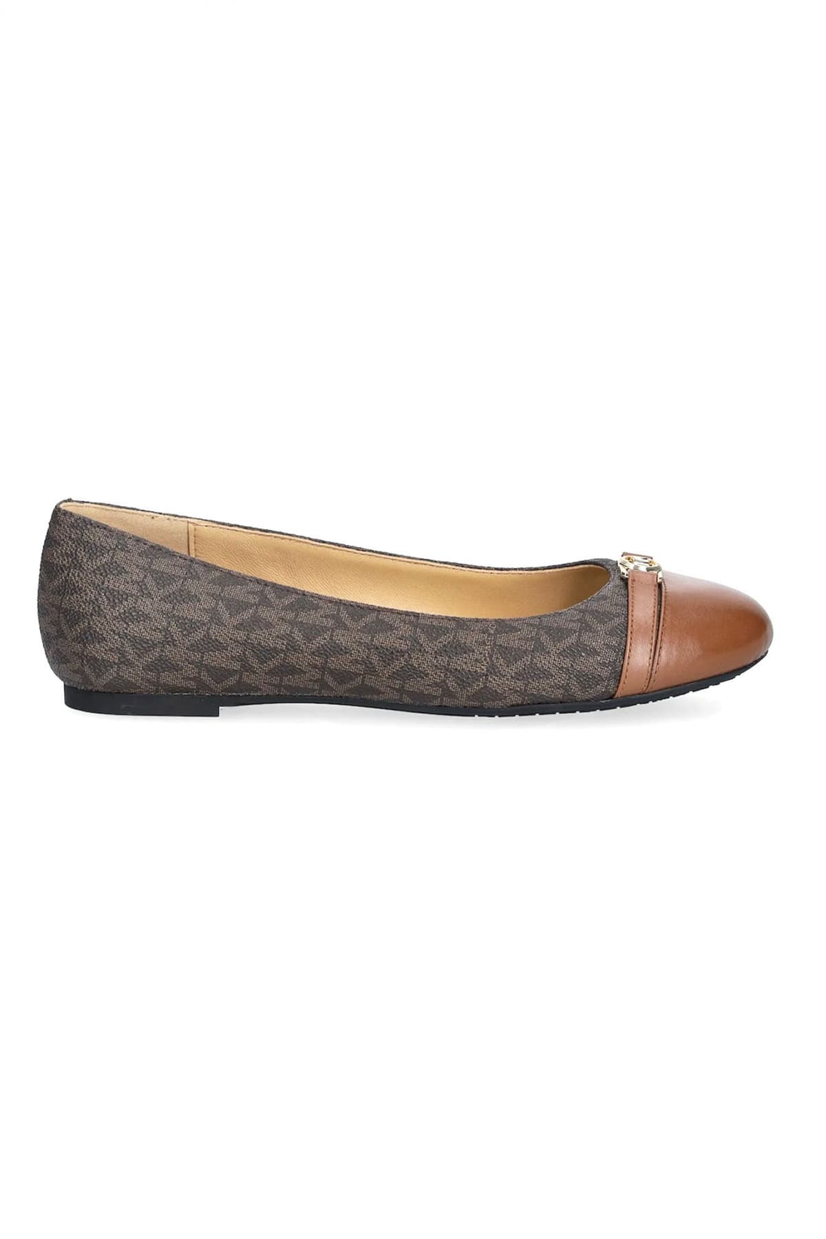 MICHAEL KORS ΠΑΠΟΥΤΣΙΑ ΜΠΑΛΑΡΙΝEΣ MANDY FLAT ALL OVER LOGO ΚΑΦΕ/ΤΑΜΠΑ