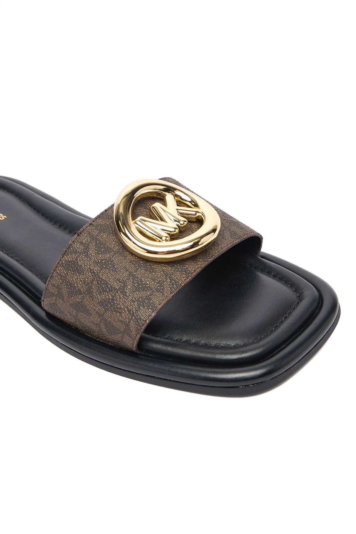 MICHAEL KORS ΠΑΠΟΥΤΣΙΑ ΠΑΝΤΟΦΛΕΣ MILAN SLIDE ALL OVER LOGO ΚΑΦΕ/ΤΑΜΠΑ