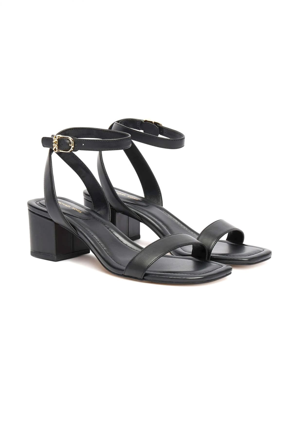 MICHAEL KORS ΠΑΠΟΥΤΣΙΑ ΠΕΔΙΛΑ MERRIAM MID SANDAL ΜΕΑΤΑΛΛΙΚΟ LOGO ΜΑΥΡΟ