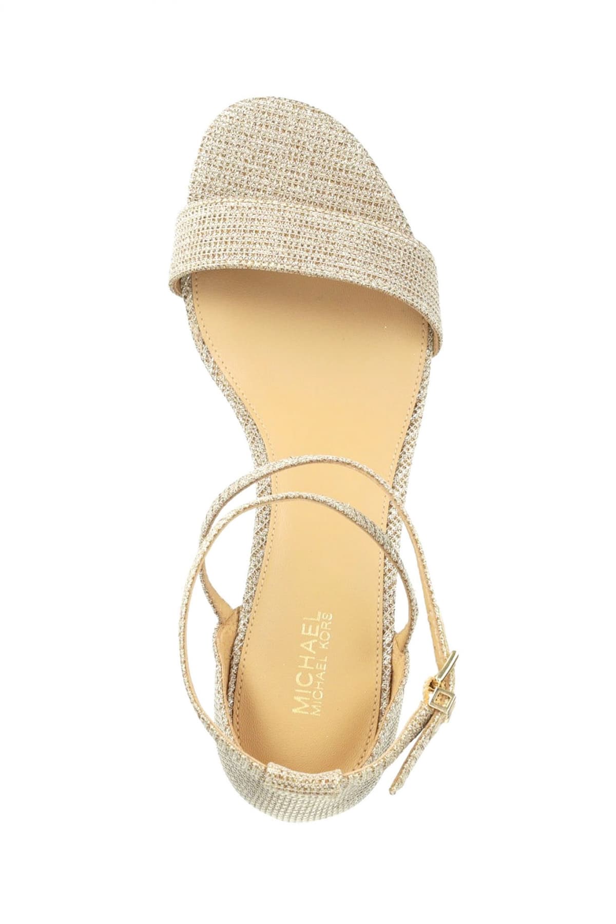 MICHAEL KORS ΠΑΠΟΥΤΣΙΑ ΠΕΔΙΛΑ SERENA FLEX SANDAL ΣΤΡΑΣ ΜΕΤΑΛΛΙΚΟ LOGO ΧΡΥΣΟ