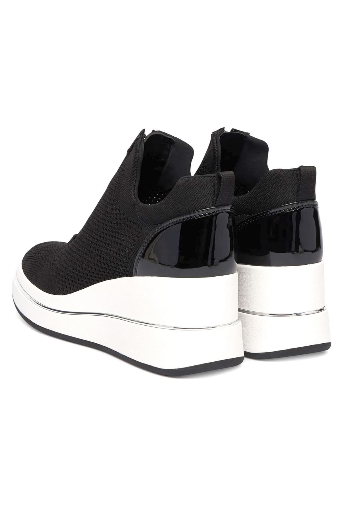 MICHAEL KORS ΠΑΠΟΥΤΣΙΑ SNEAKERS EMMY WEDGE ZIP SLIP ON ΦΕΡΜΟΥΑΡ LOGO ΛΕΥΚΟ/ΜΑΥΡΟ