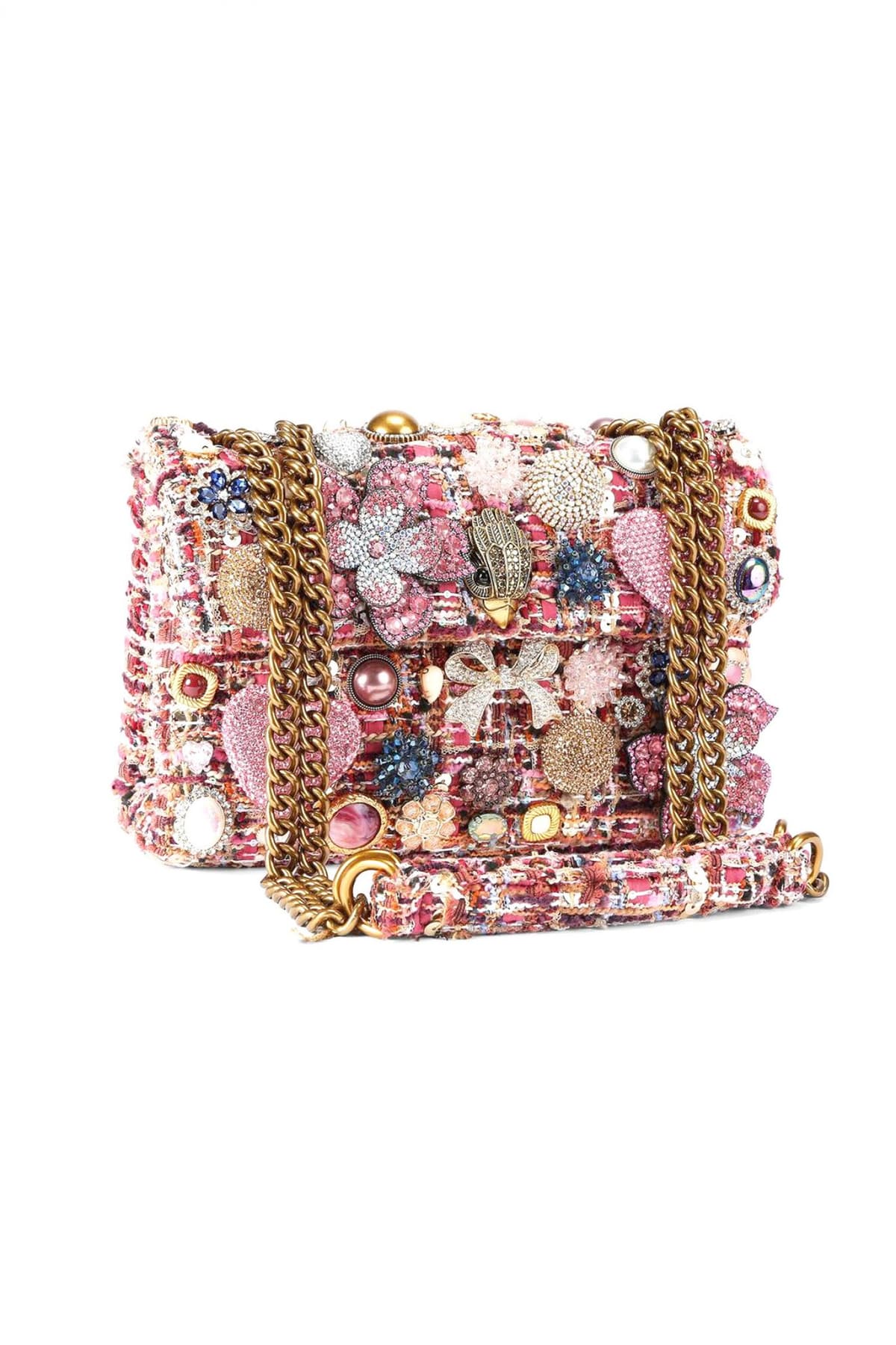KURT GEIGER TΣΑΝΤΑ CROSSBODY/ΩΜΟΥ FABRIC MD KENSINGTON TUTTIFRUTTI ΣΧΕΔΙΑ ΑΛΥΣΙΔΑ LOGO ΡΟΖ/ΠΟΛΥΧΡΩΜΟ