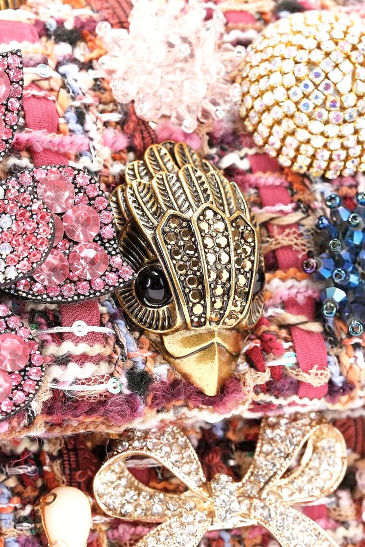 KURT GEIGER TΣΑΝΤΑ CROSSBODY/ΩΜΟΥ FABRIC MD KENSINGTON TUTTIFRUTTI ΣΧΕΔΙΑ ΑΛΥΣΙΔΑ LOGO ΡΟΖ/ΠΟΛΥΧΡΩΜΟ