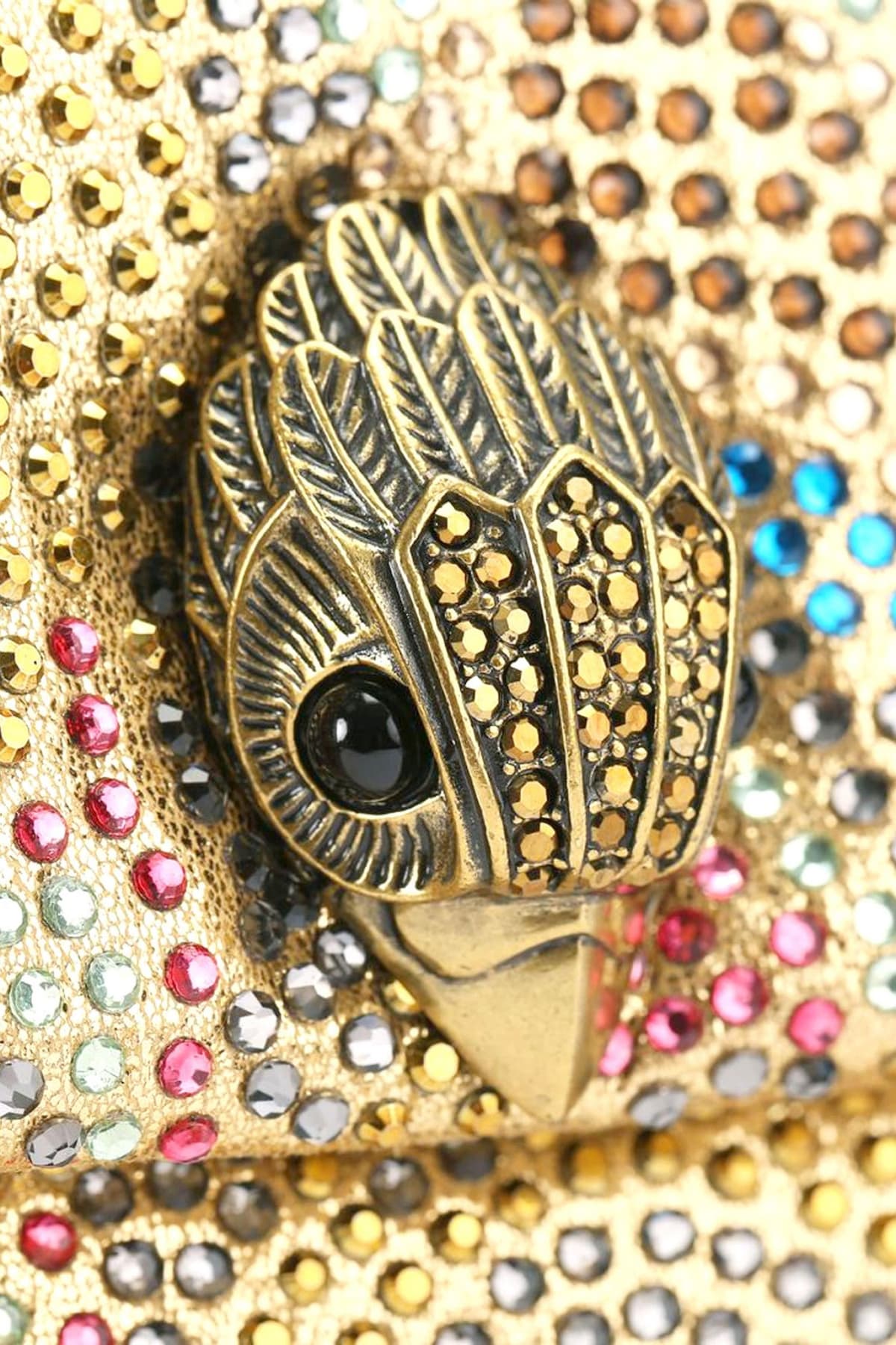 KURT GEIGER TΣΑΝΤΑKI CROSSBODY/ΩΜΟΥ FABRIC MΙΝΙ KENSINGTON ΠΟΛΥΧΡΩΜΑ ΣΤΡΑΣ ΑΛΥΣΙΔΑ LOGO ΧΡΥΣΟ