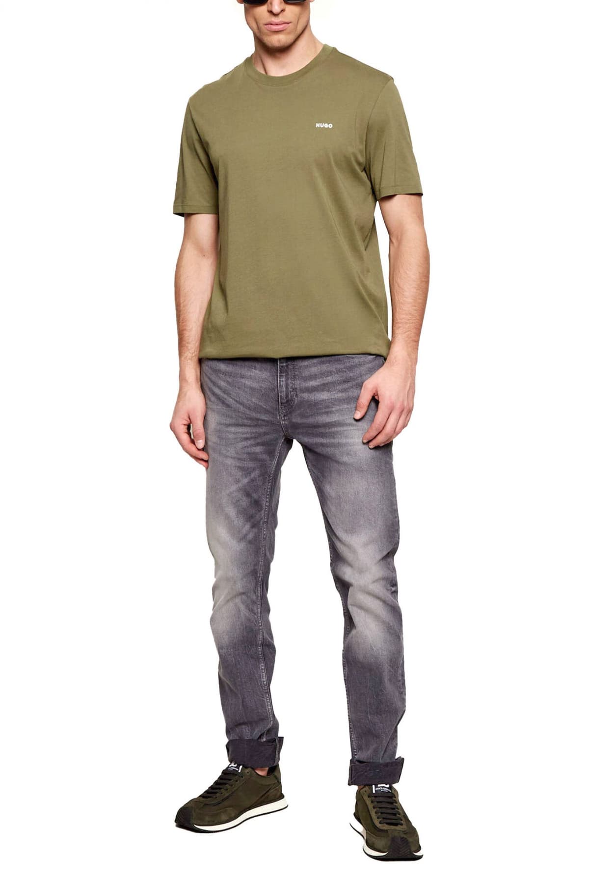 HUGO T-SHIRT DERO222 LOGO ΧΑΚΙ