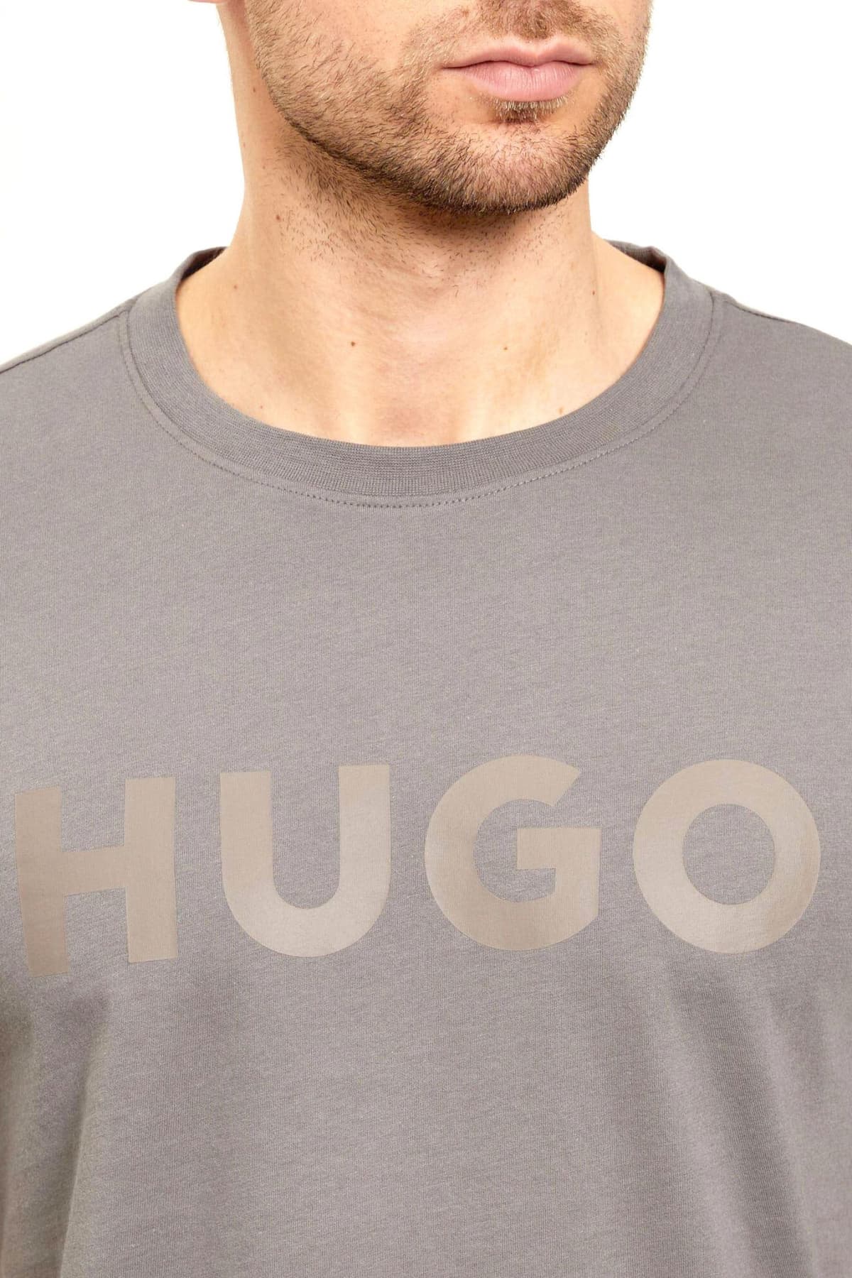 HUGO T-SHIRT DULIVIO LOGO ΓΚΡΙ