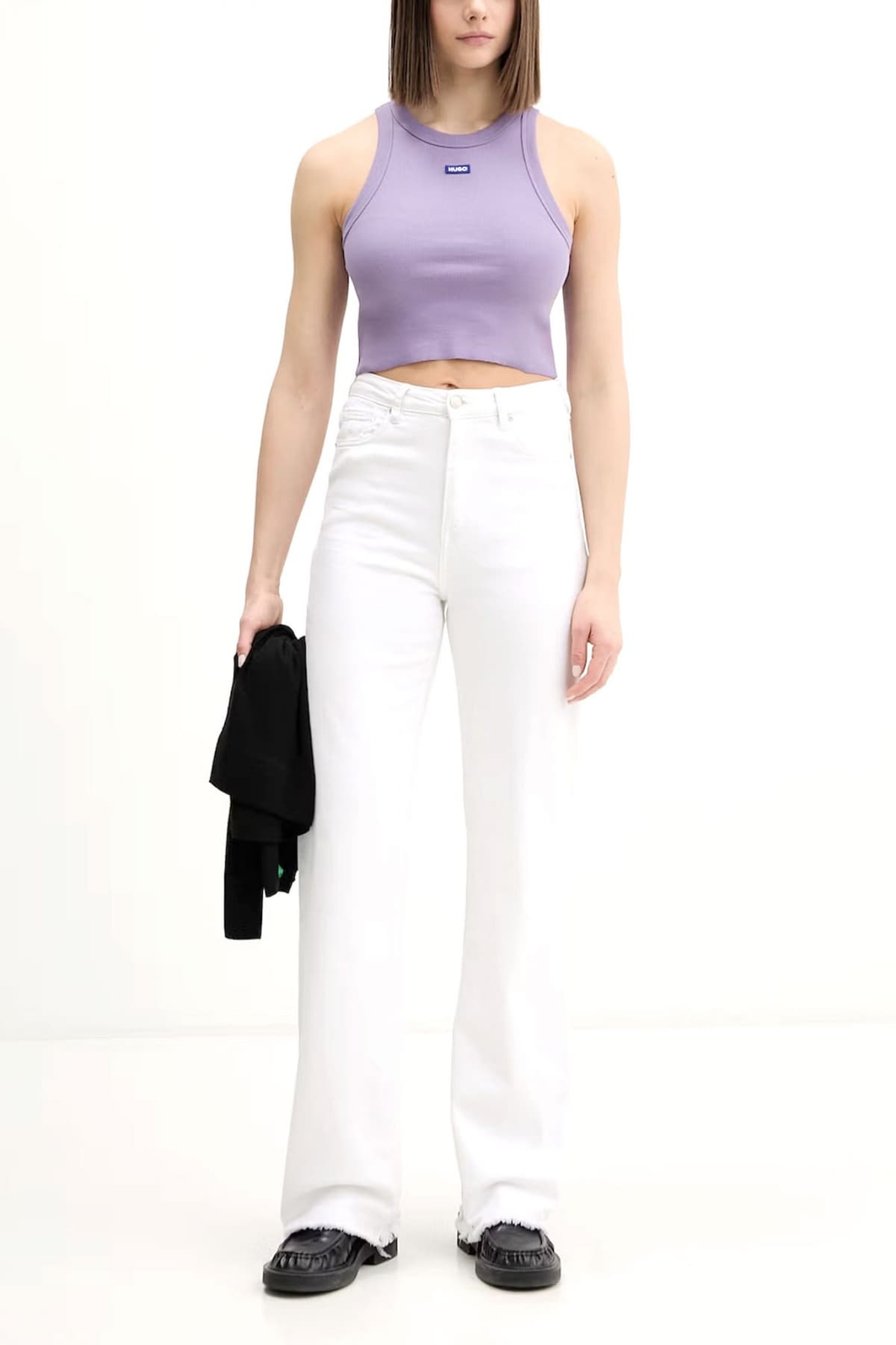 HUGO BLUE TANK TOP CROPPED BABY TANK_B LOGO ΜΩΒ