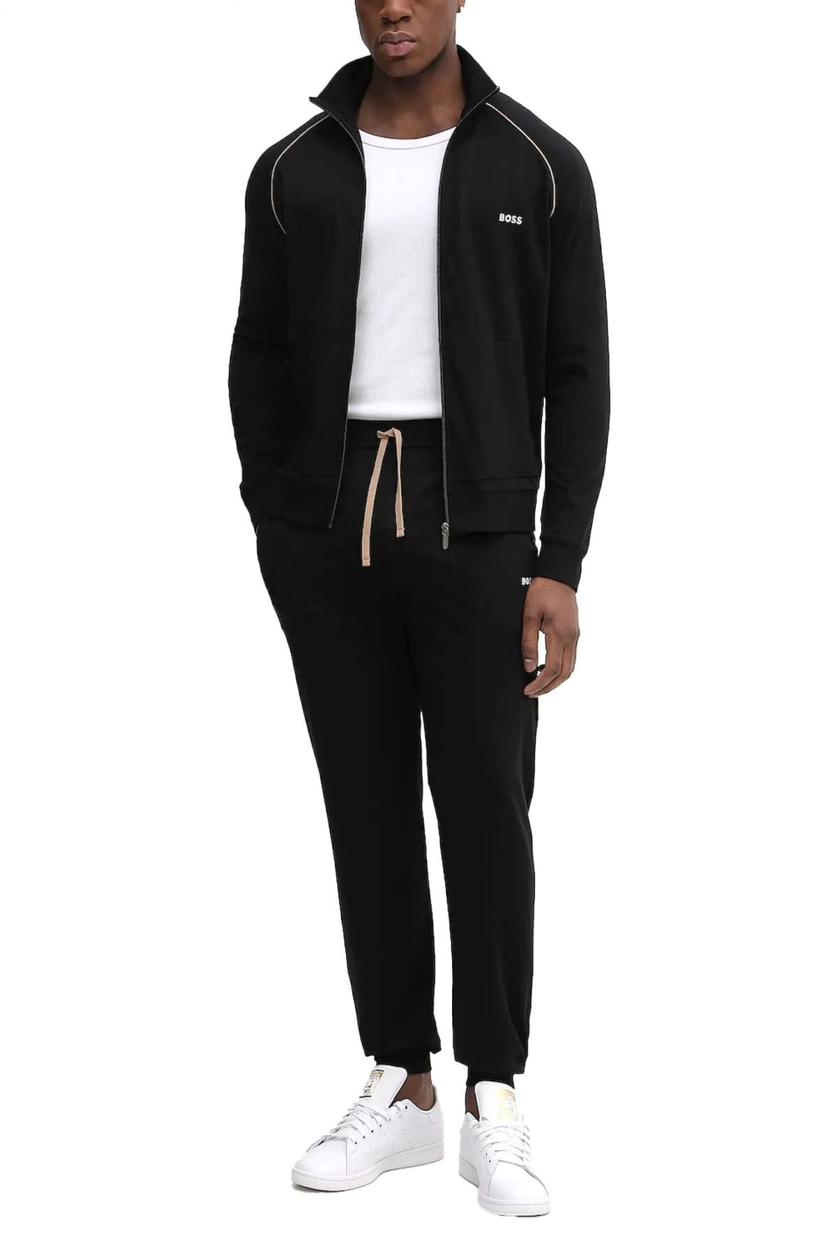 BOSS HOMEWEAR ΦΟΥΤΕΡ ZIPHOOD MIXMATCH JACKET Z ΜΑΥΡΟ