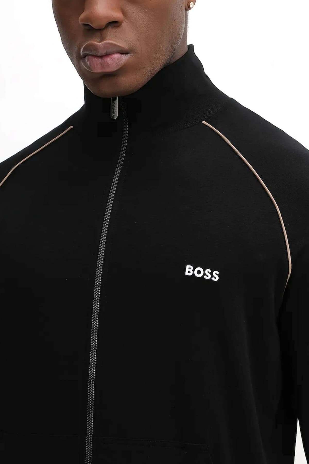 BOSS HOMEWEAR ΦΟΥΤΕΡ ZIPHOOD MIXMATCH JACKET Z ΜΑΥΡΟ