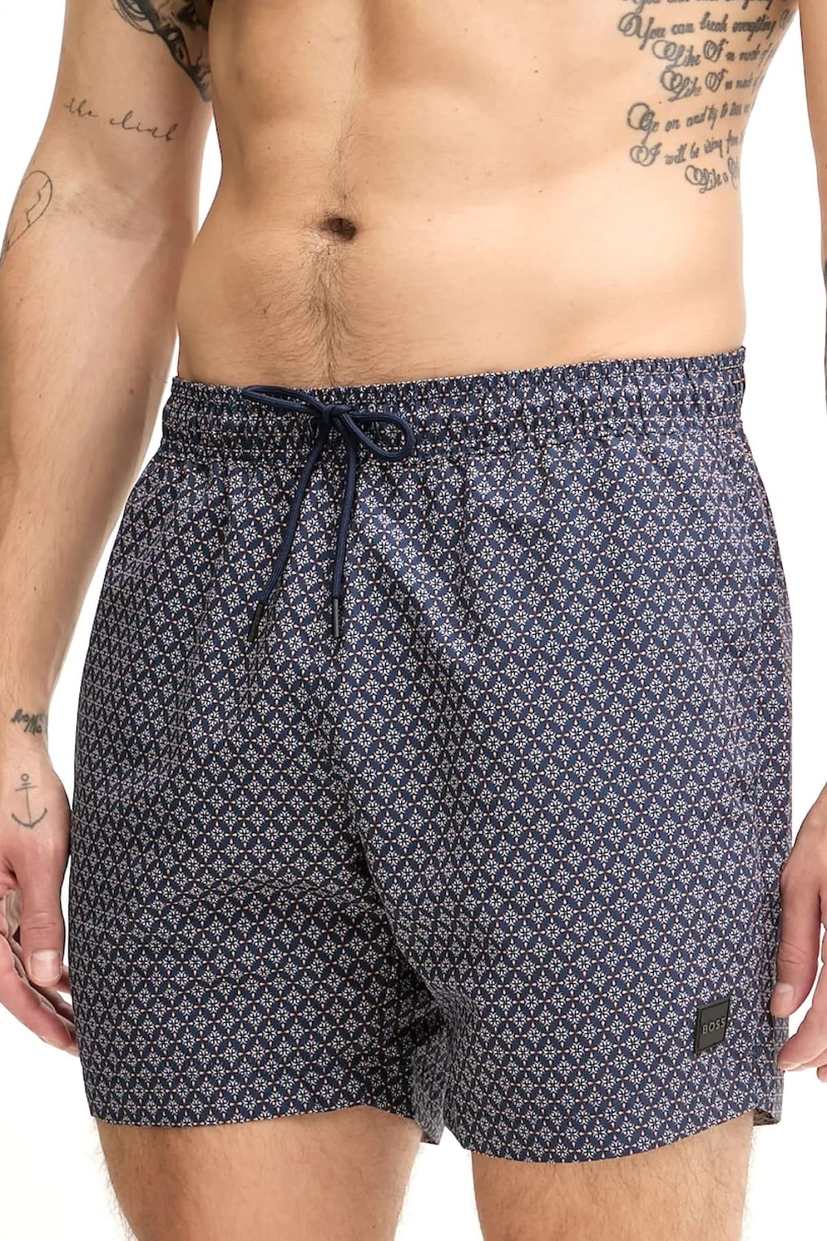 BOSS BEACHWEAR ΜΑΓΙΩ VIBE ΜΙΚΡΟΣΧΕΔΙΟ ΜΠΛΕ-ΜΠΕΖ